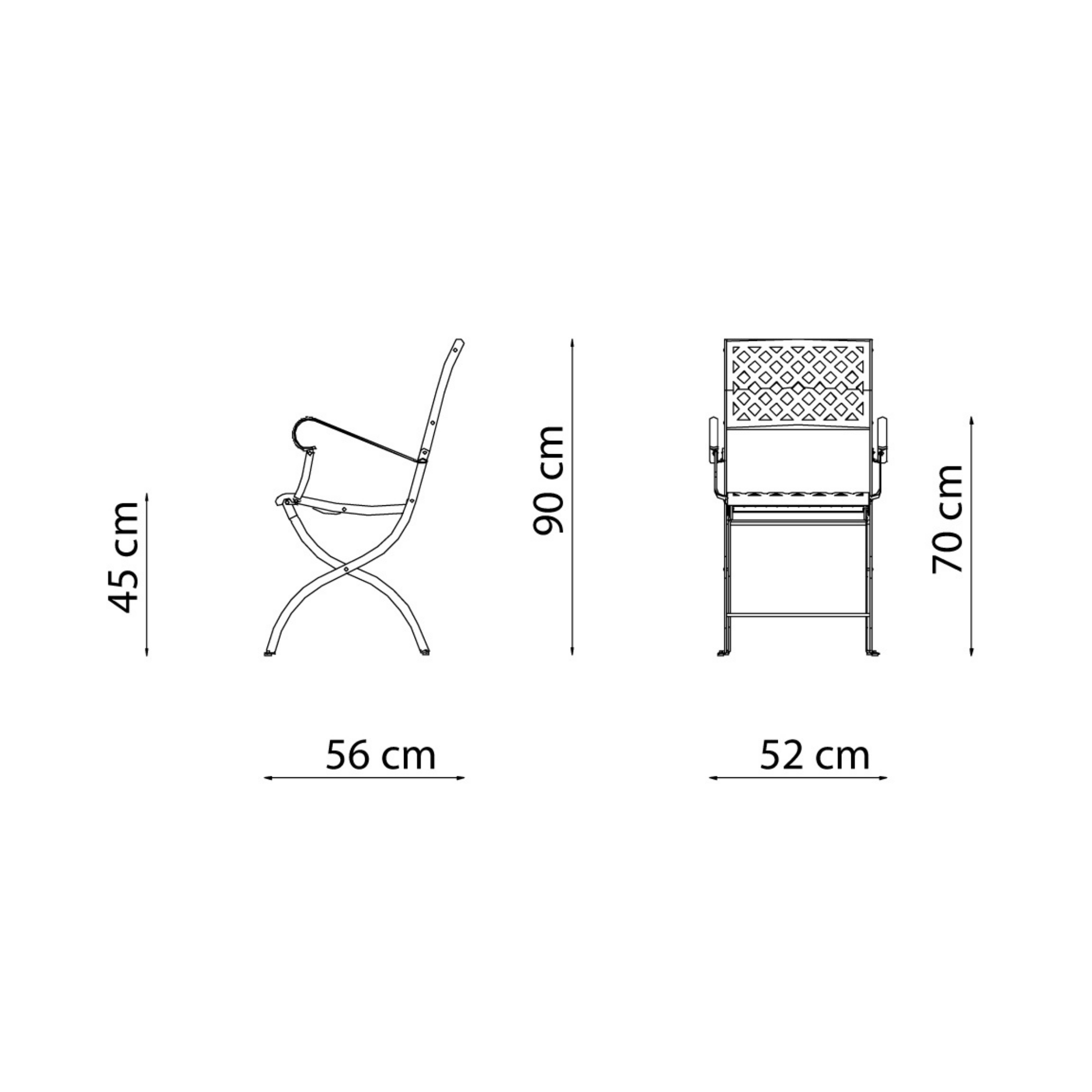 Fauteuil de jardin pliant en métal "Printemps" 52x56 cm 90h