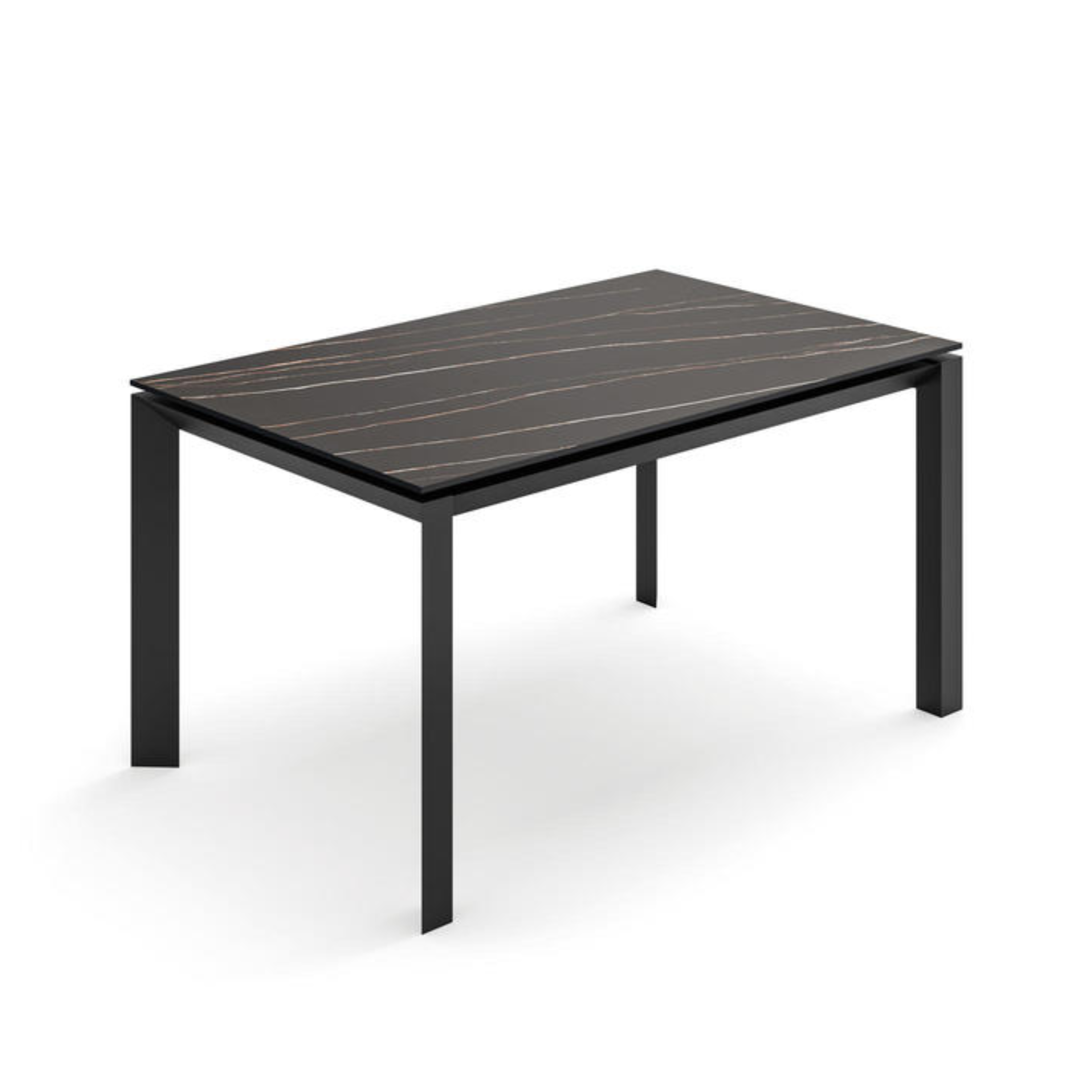 Table extensible "Compte" plateau céramique pieds aluminium 140/220x90 cm 75h