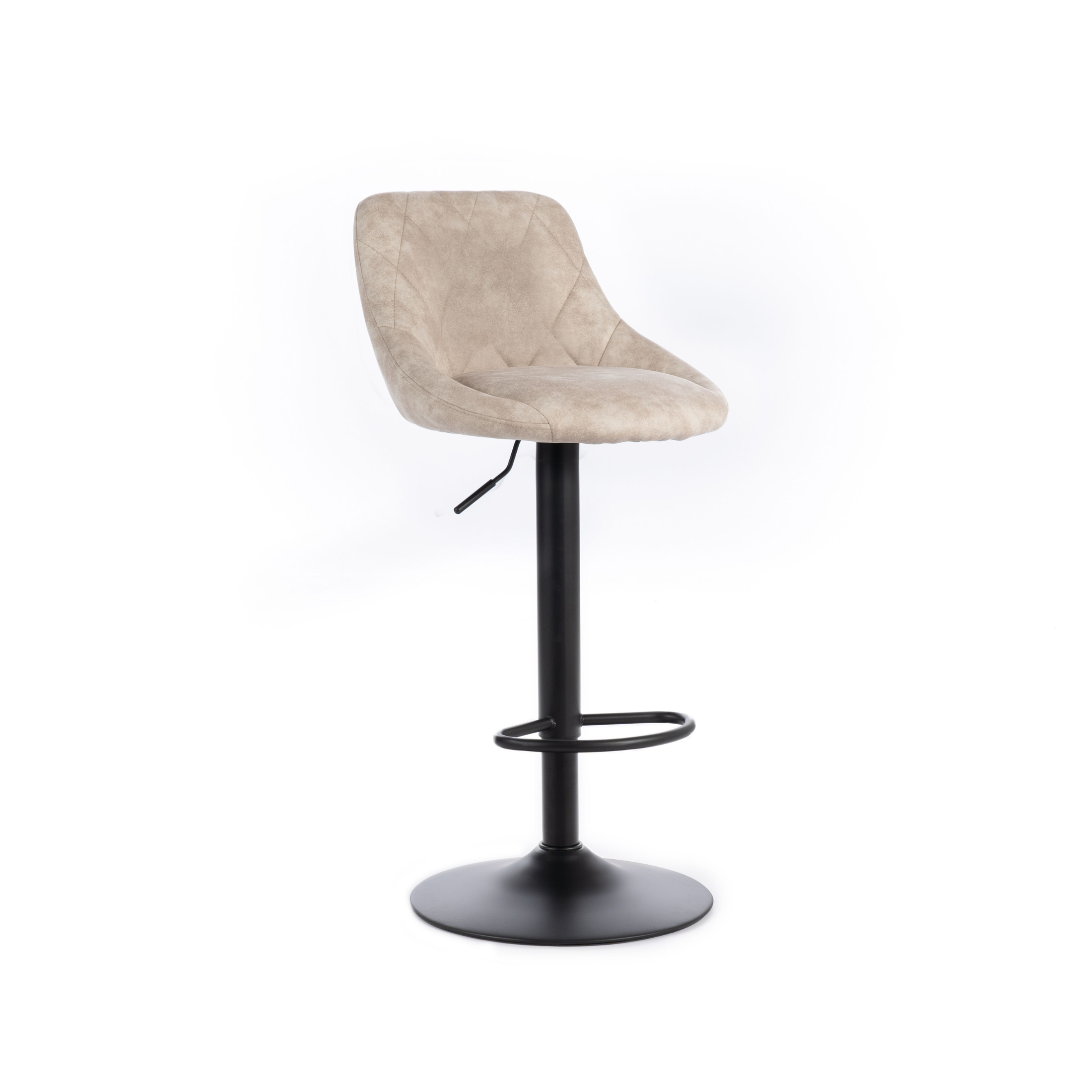 Set di sgabelli moderni alti "Tema" in tessuto imbottiti con poggiapiedi cm 50x45 84h