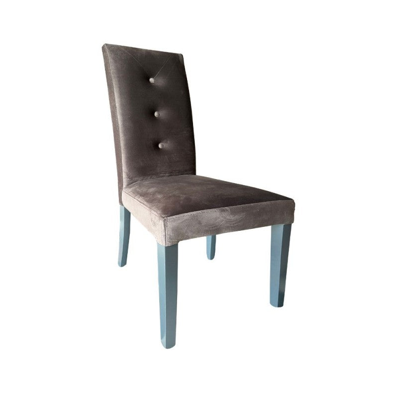 Set di sedie da pranzo "Montecarlo" imbottite in velluto con 3 bottoni cm 47x46 101h