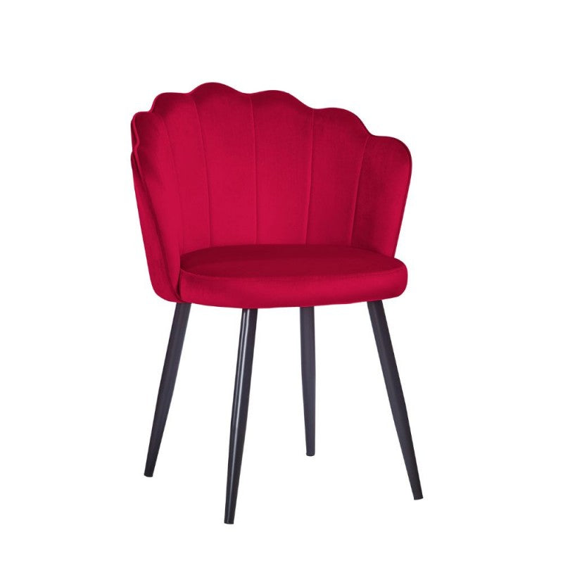 Set di sedie da pranzo "Omni" imbottite in velluto con gambe in metallo nere cm 65x58 80h