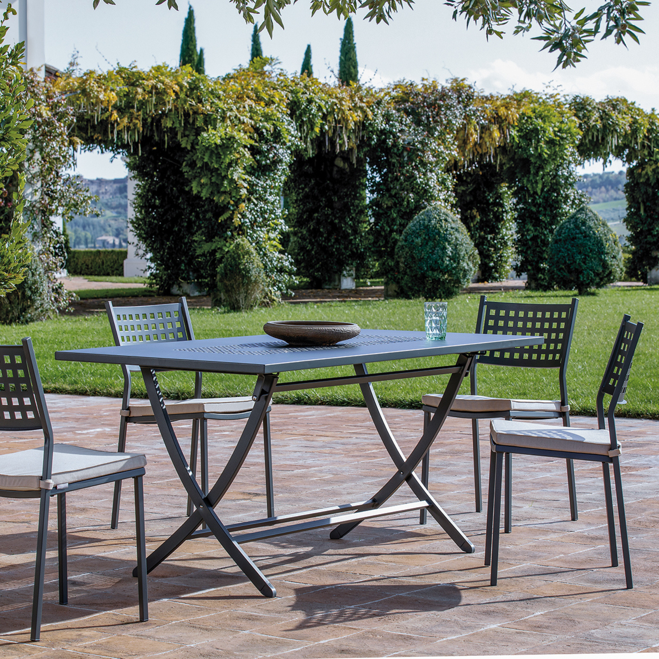 Table pliante rectangulaire "Vegas" en métal galvanisé pour jardin h 75 cm
