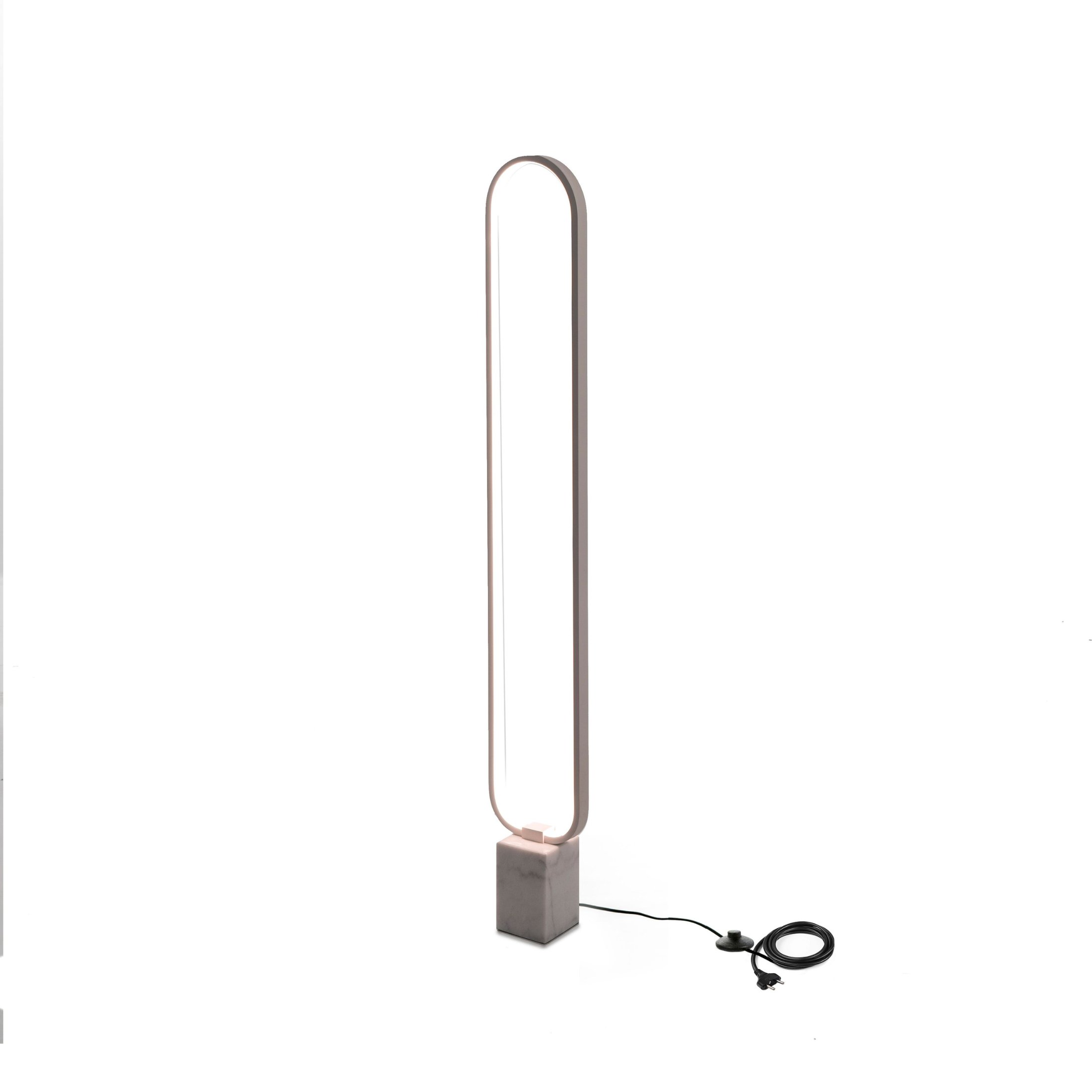 Lampada LED in metallo con base in marmo "Ciak" da terra e tavolo