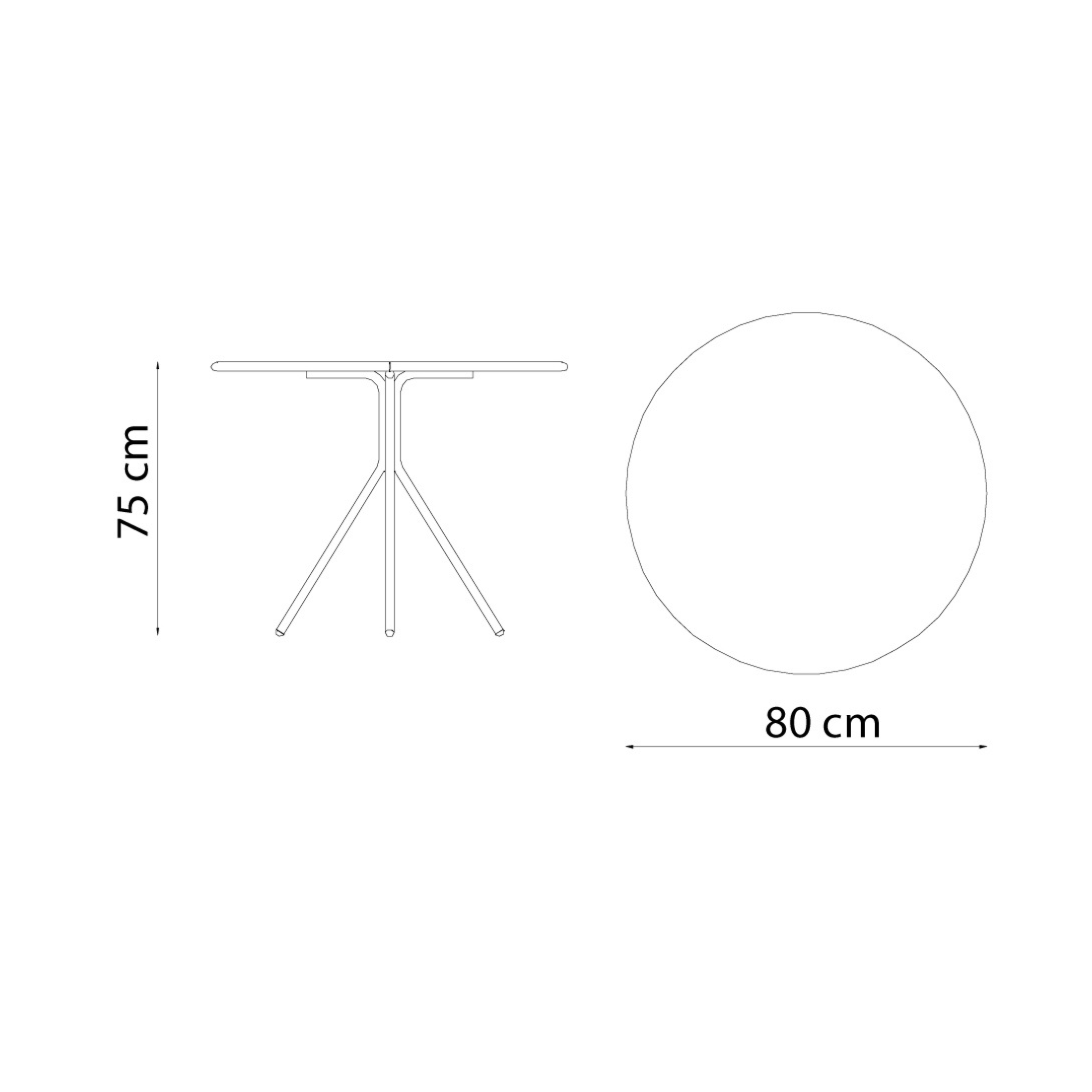 Tavolo tondo in metallo zincato "Twist15" per giardino smontabile h 75 cm