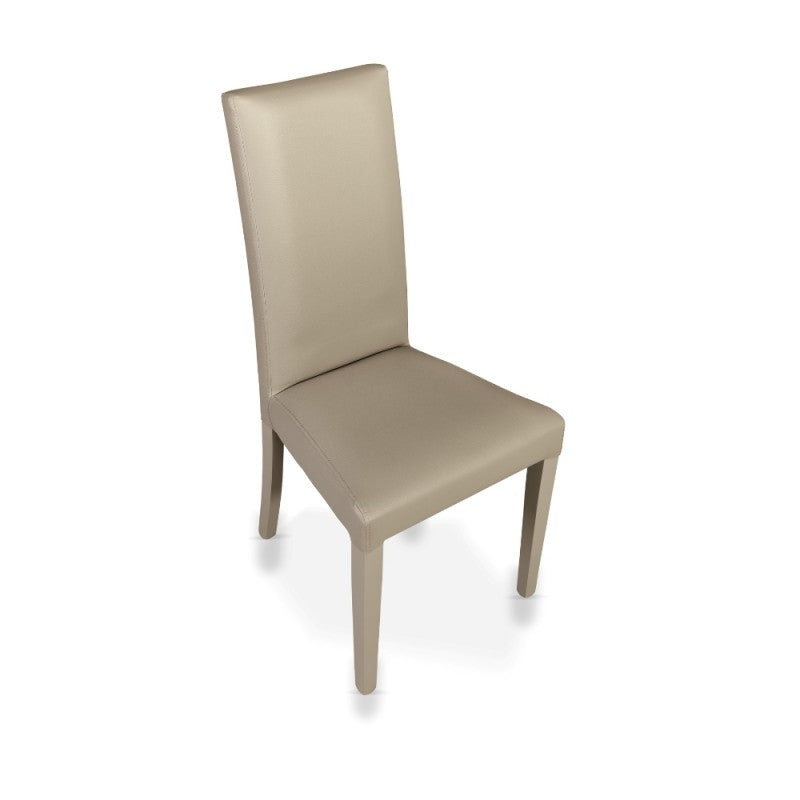 Set di sedie da pranzo "Nancy" imbottite in ecopelle con gambe in legno cm 47x47 101h