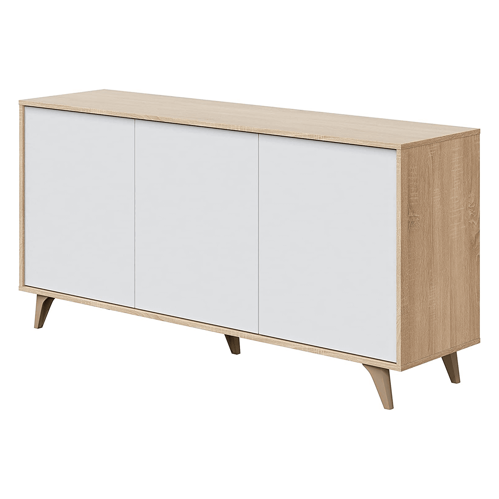 Credenza a 3 ante Kikua rovere bianco da soggiorno cm 154x40 75h