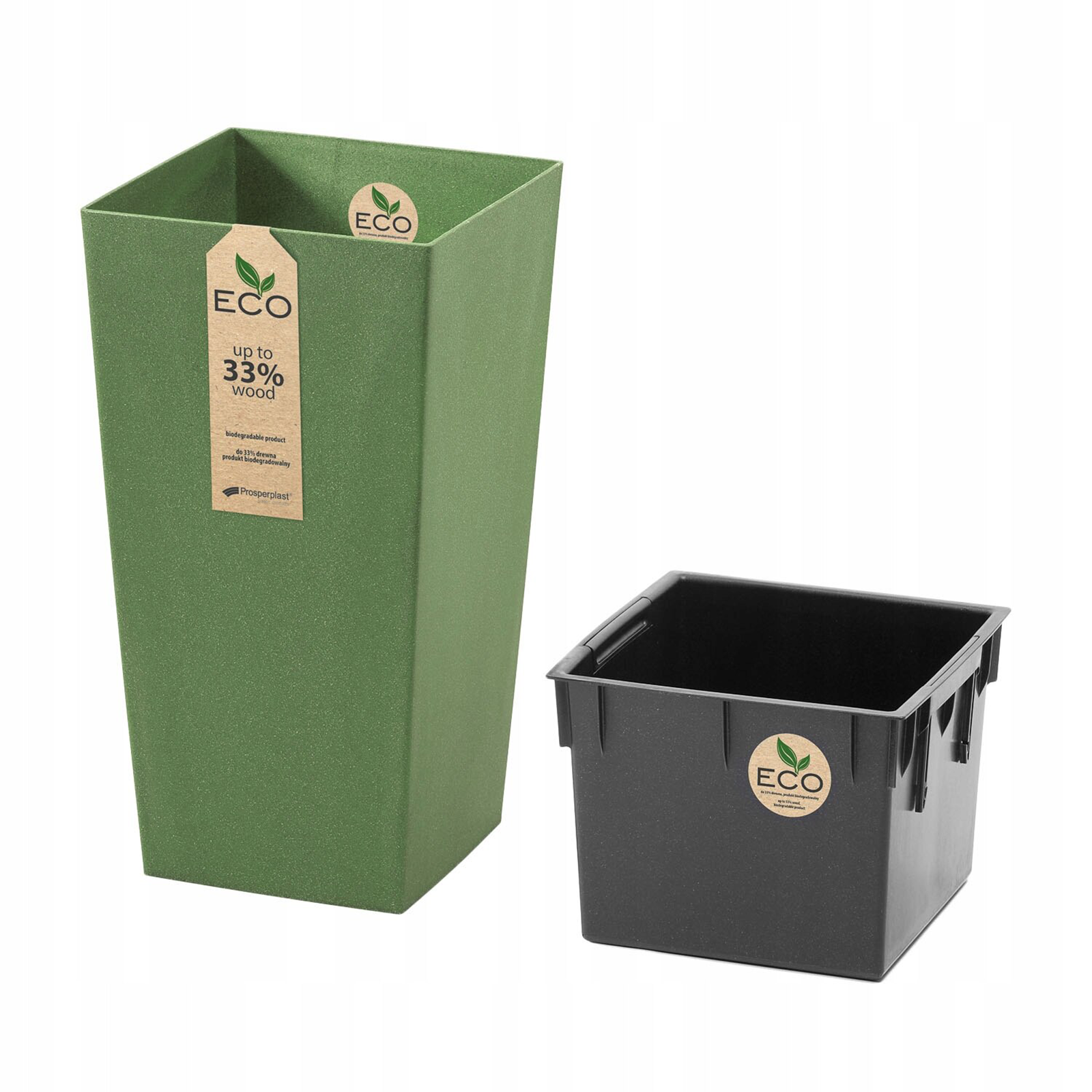 Vaso fioriera Ecodeco in plastica e legno biodegradabile