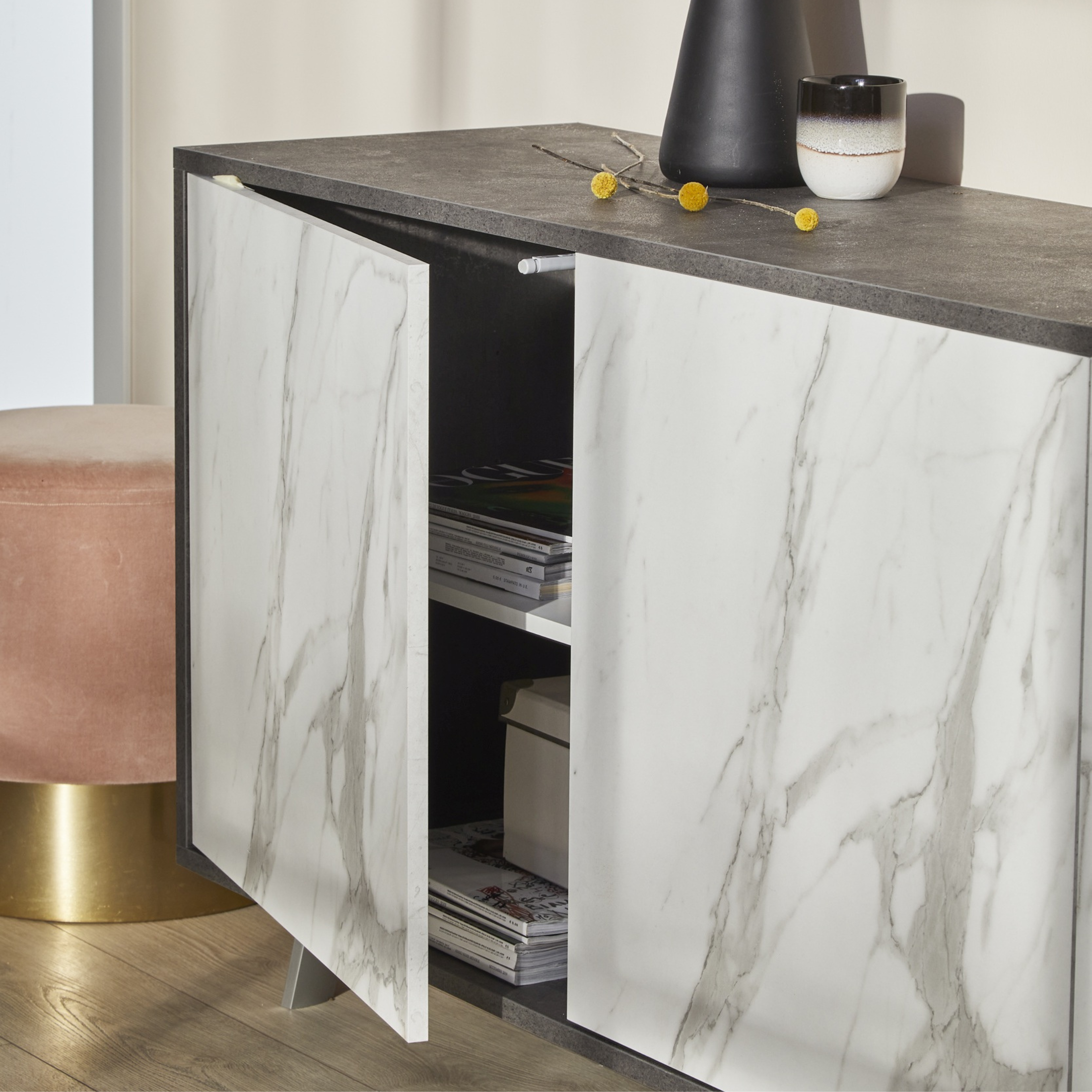 Mobile in legno 3 ante "Alex" madia push pull cm 177x41 74h