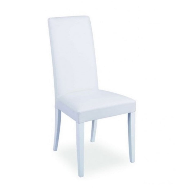 Set di sedie da pranzo "Nancy" imbottite in ecopelle con gambe in legno cm 47x47 101h