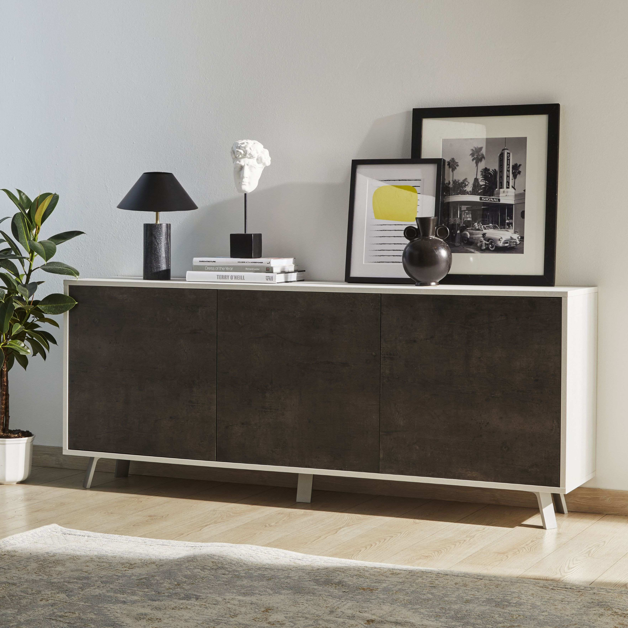 Mobile in legno 3 ante "Alex" madia push pull cm 177x41 74h