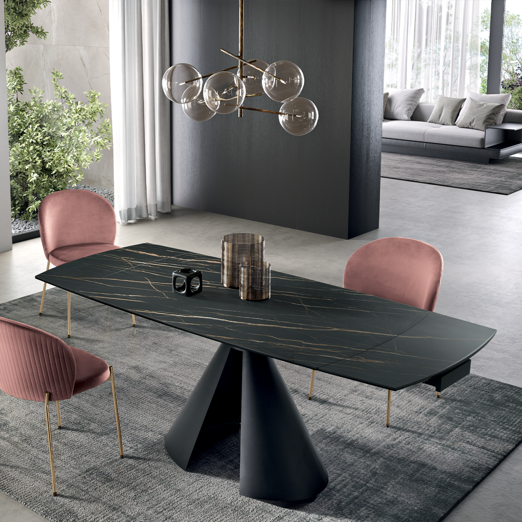 Tavolo allungabile moderno "Noel" con allunghe cm 140/200x90 76h