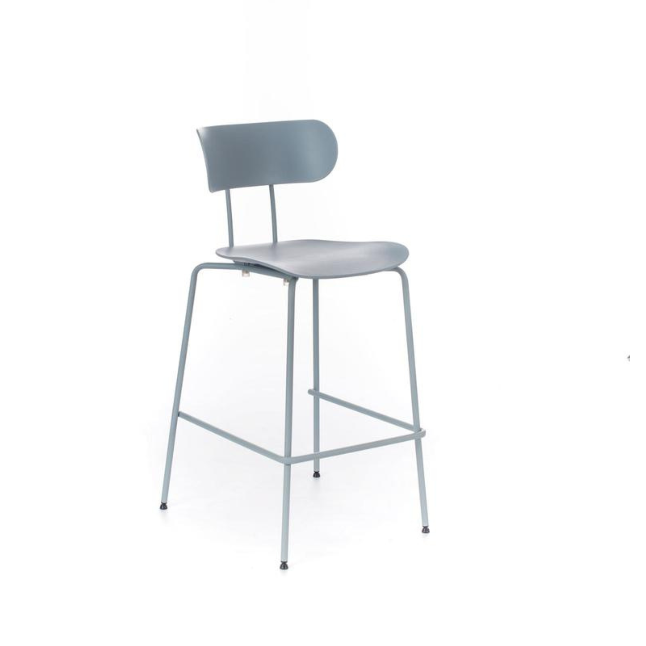 Set di sgabelli alti azzurri con poggiapiedi in PP "Samy" gambe in metallo cm 51x45 98h