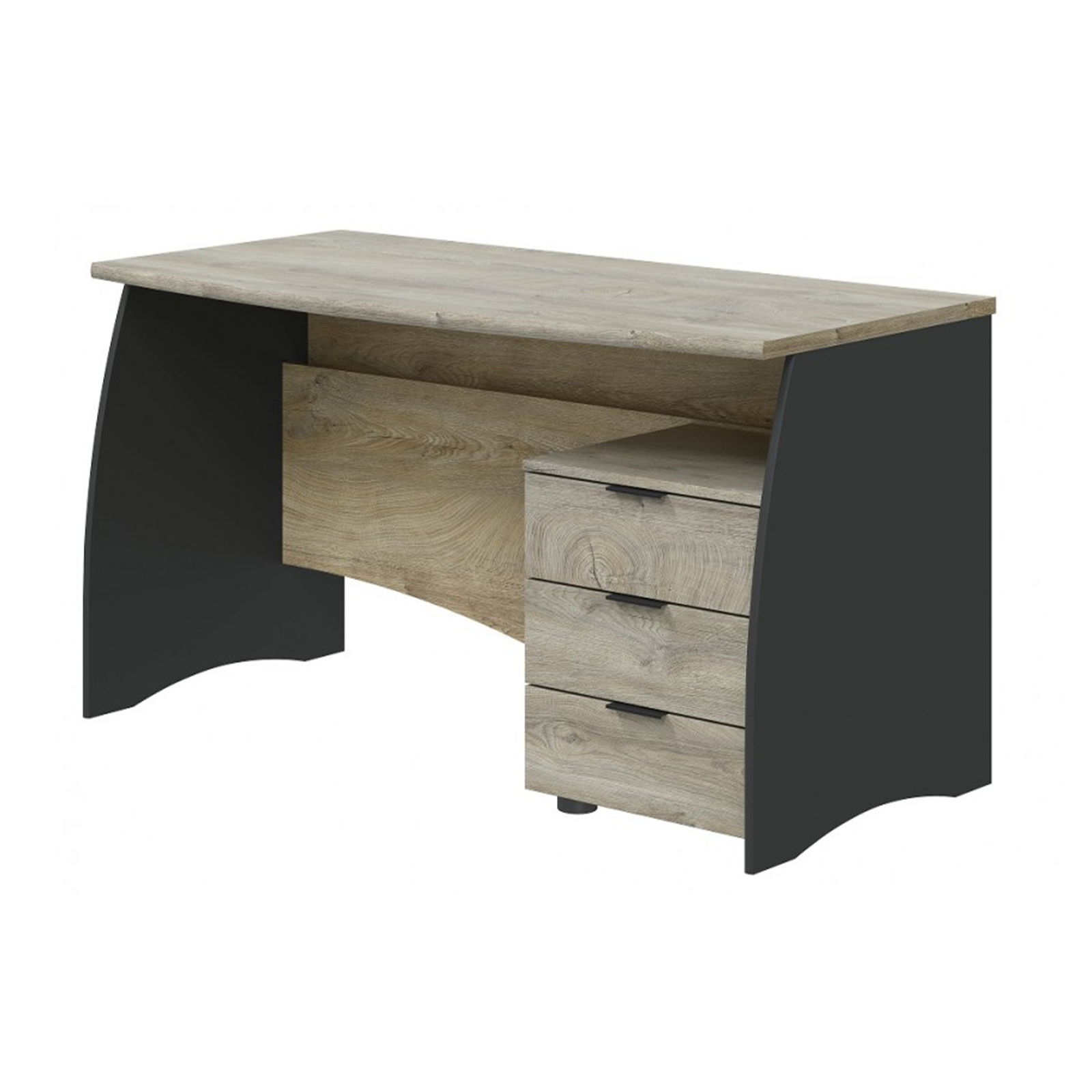 Scrivania in truciolare rovere Estil con cassettiera a 3 cassetti cm 136x67 74h