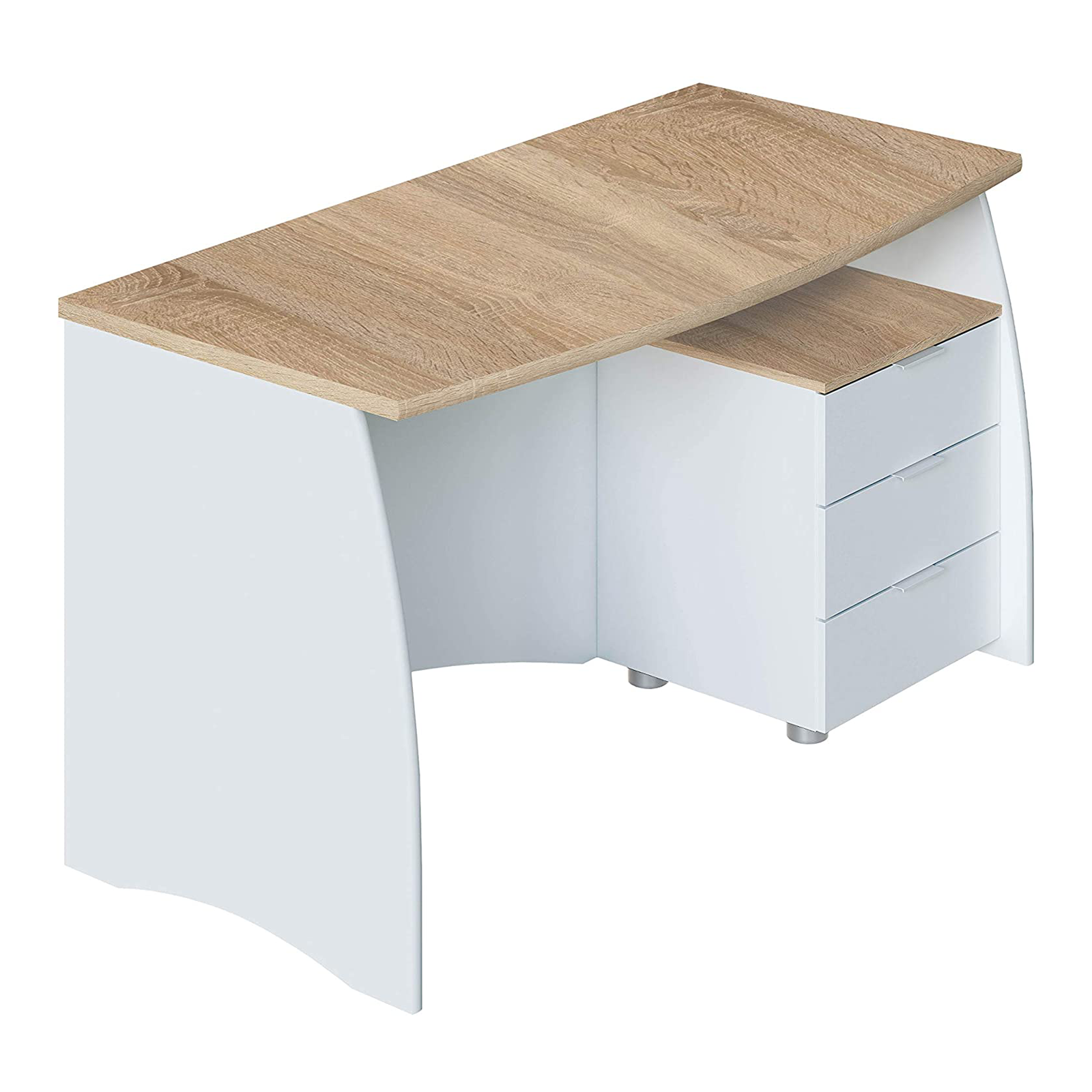 Scrivania in truciolare rovere Estil con cassettiera a 3 cassetti cm 136x67 74h