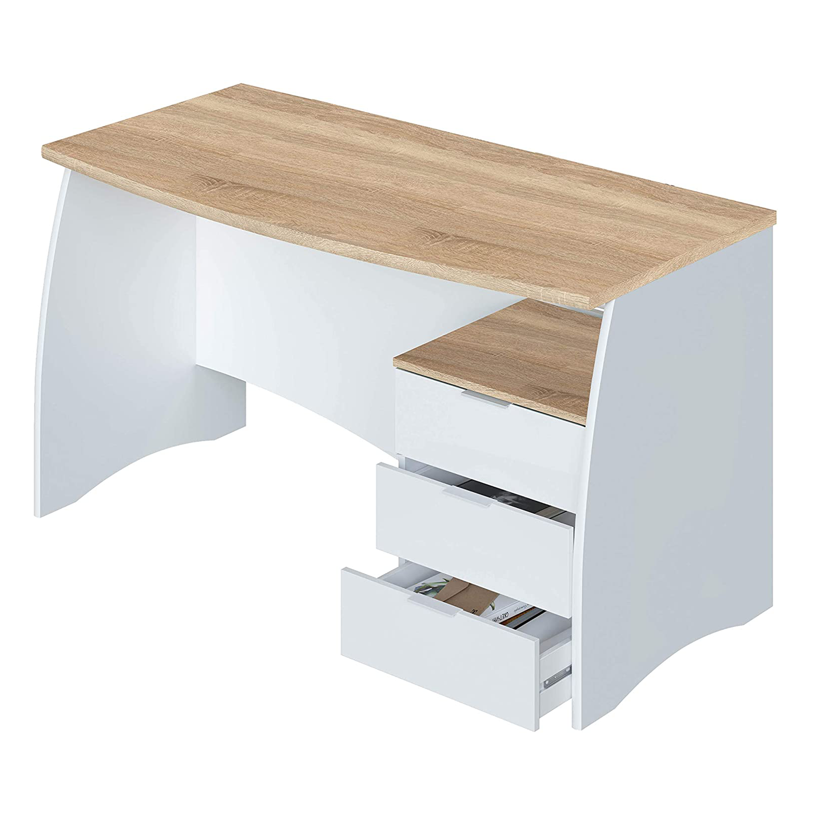 Scrivania in truciolare rovere Estil con cassettiera a 3 cassetti cm 136x67 74h