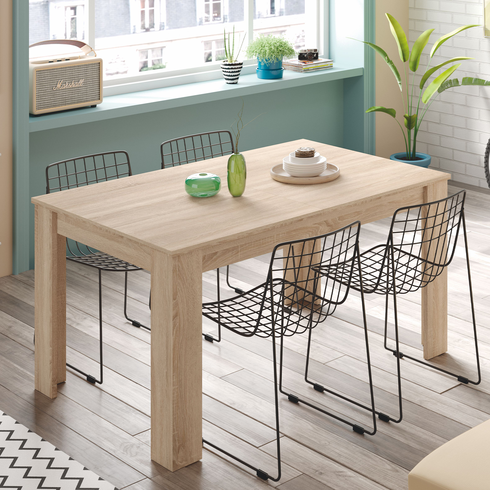 Tavolo da pranzo Kendra estensibile rettangolare in truciolato cm 190x90 78h