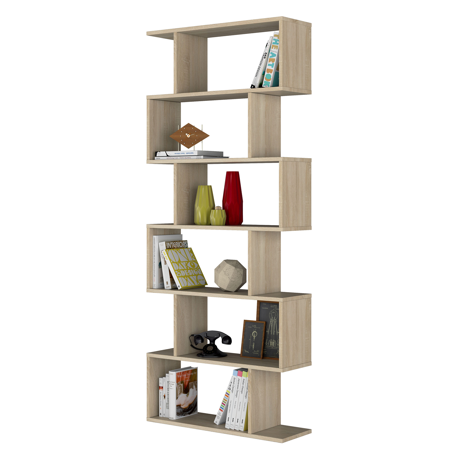 Libreria alta a giorno Athena con 6 ripiani in truciolato cm 80x25 192h