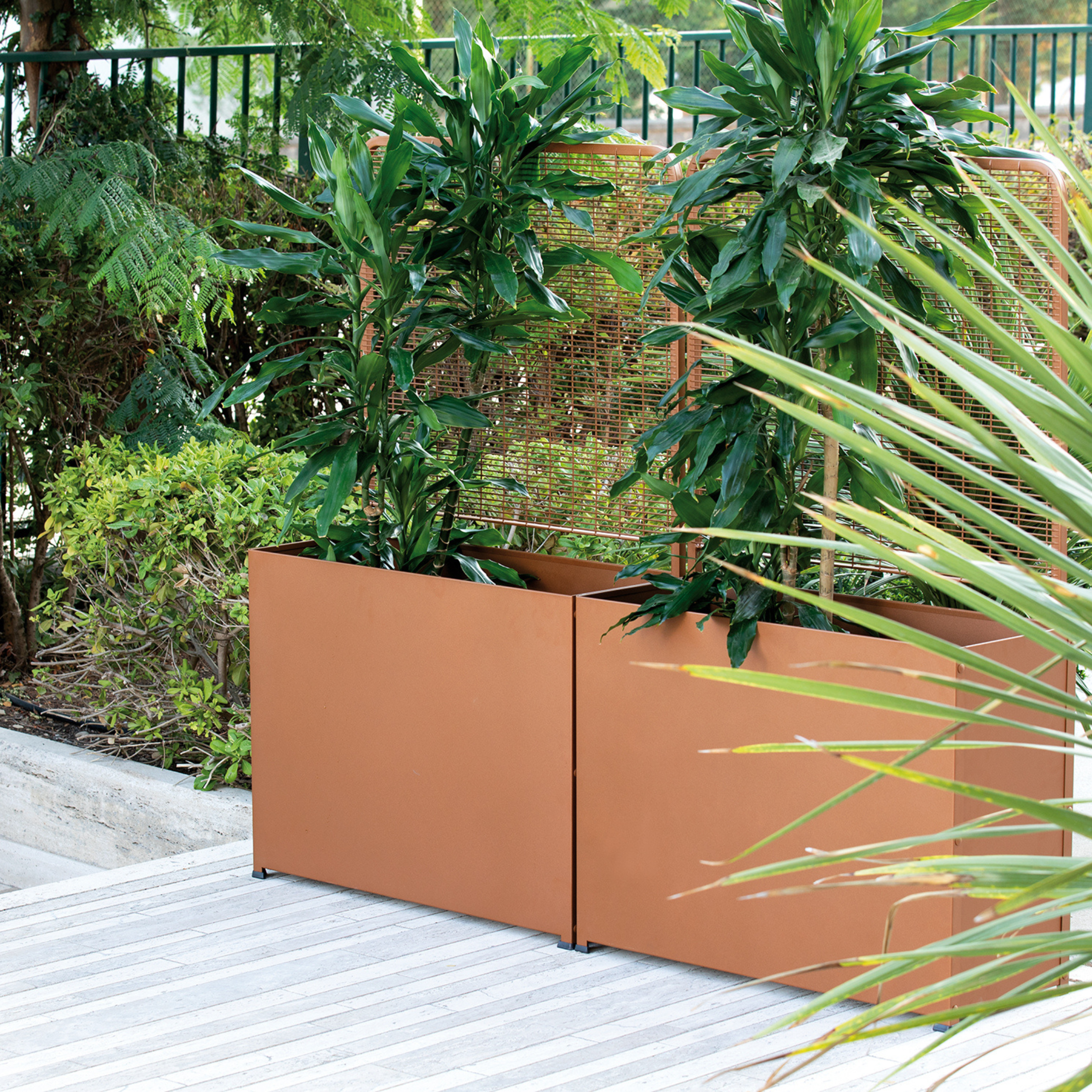 Jardinera rectangular de metal "Box" jarrón de jardín con divisor 86x35 cm
