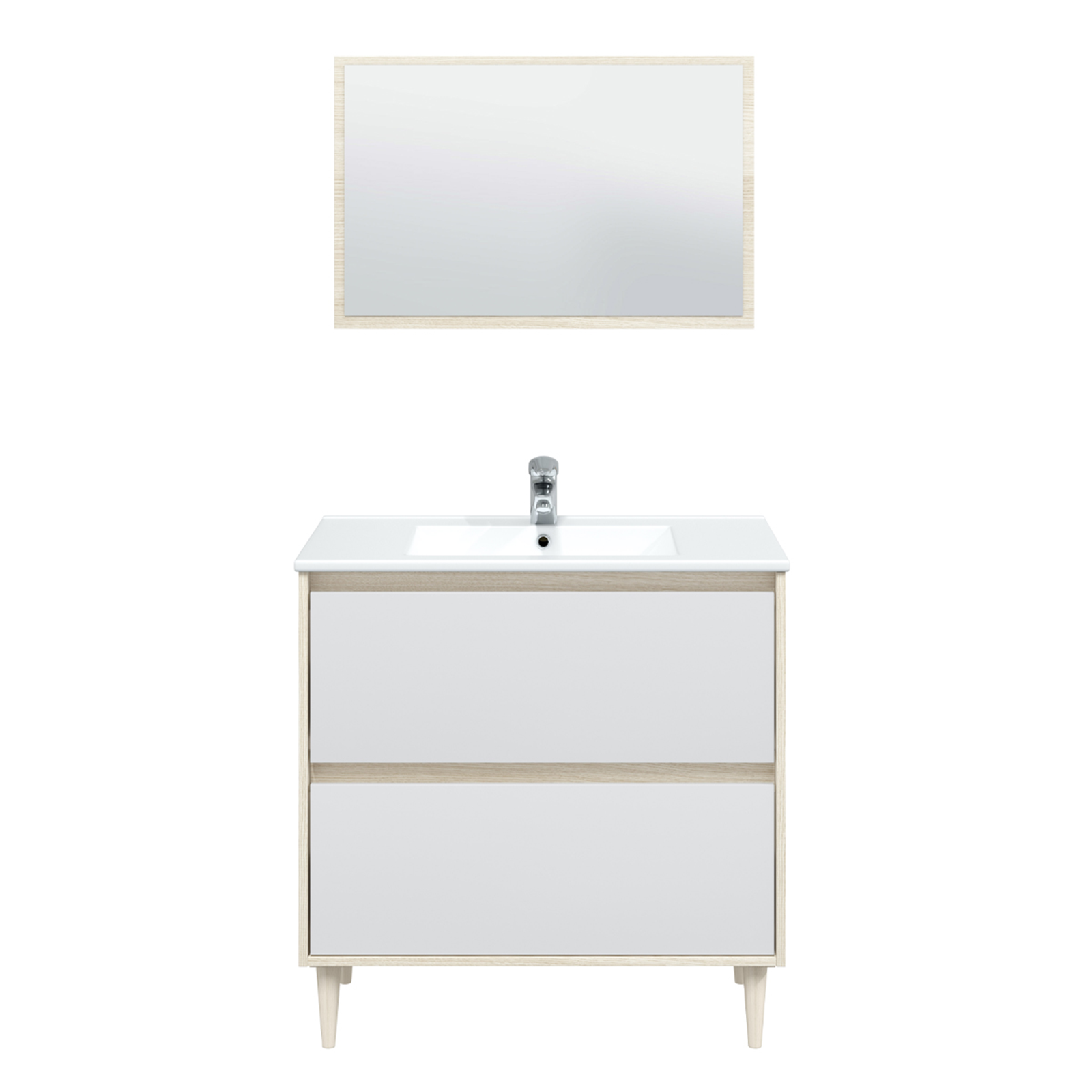 Kit Mobile sotto lavabo "Verona" da bagno in truciolare con specchio cm 80x45 80h