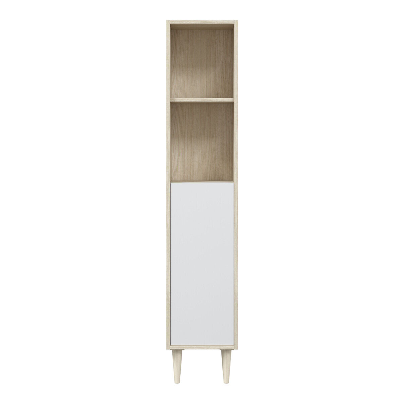 Colonne suspendue mobile de salle de bain Vérone avec 1 porte et 2 étagères apparentes en aggloméré blanc et chêne
