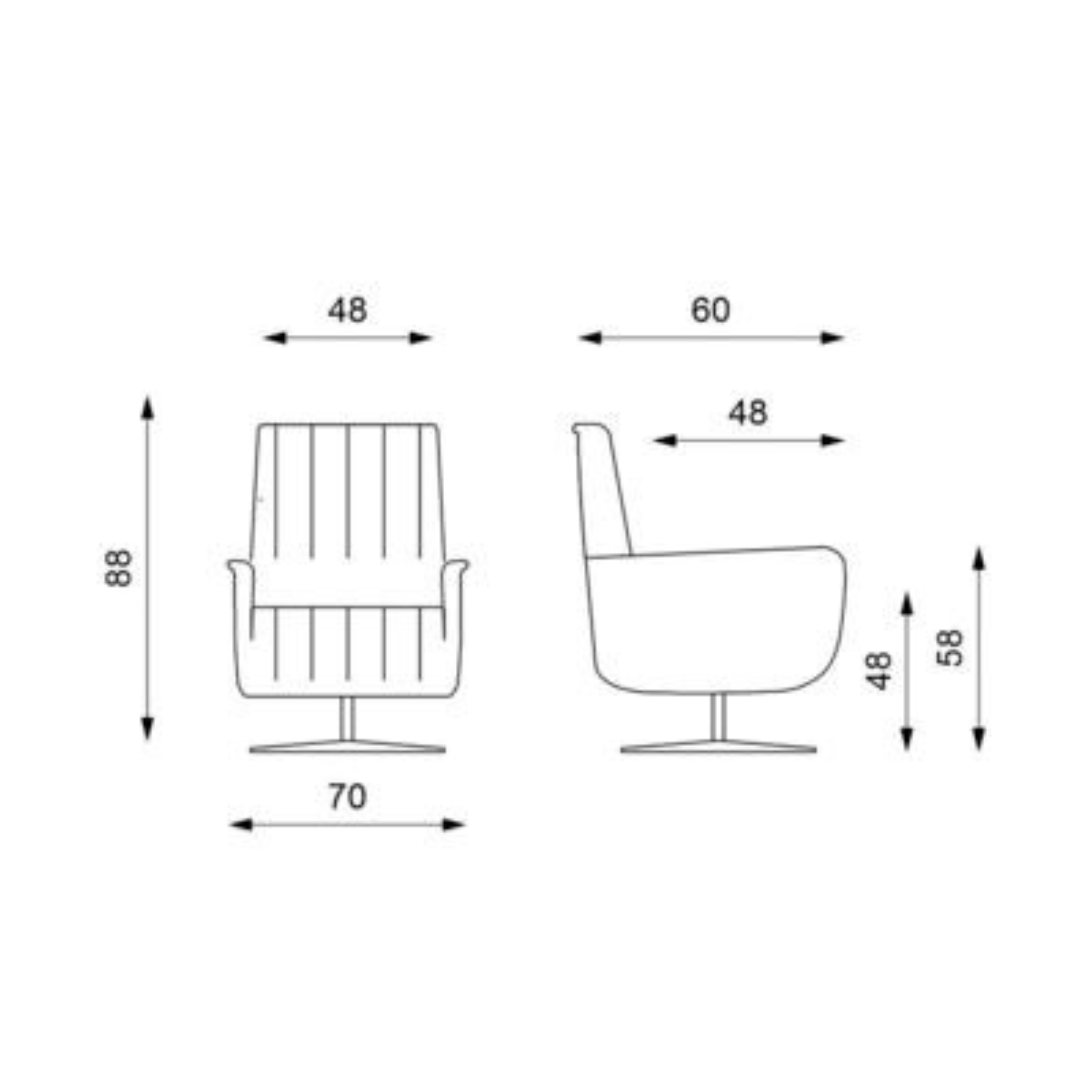 Fauteuil relaxant inclinable en velours "Alba" base chromée 70x60 cm 88h