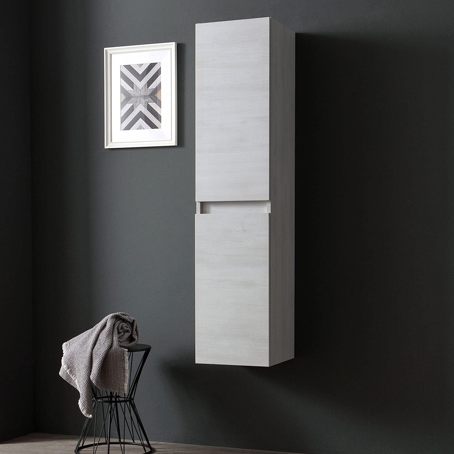 Colonne suspendue mobile de salle de bain New Splash avec 2 portes en bois de chêne 31x33,5 cm 138h
