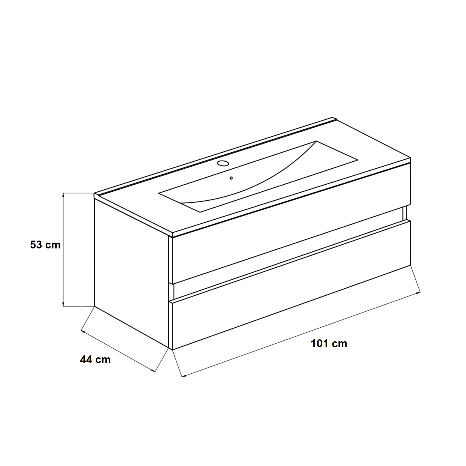 Mobile sotto lavabo sospeso "New Splash" cassettiera in truciolare con specchio