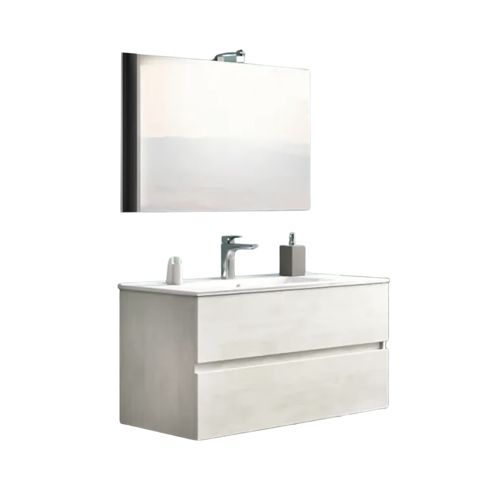 Mobile sotto lavabo sospeso "New Splash" cassettiera in truciolare con specchio