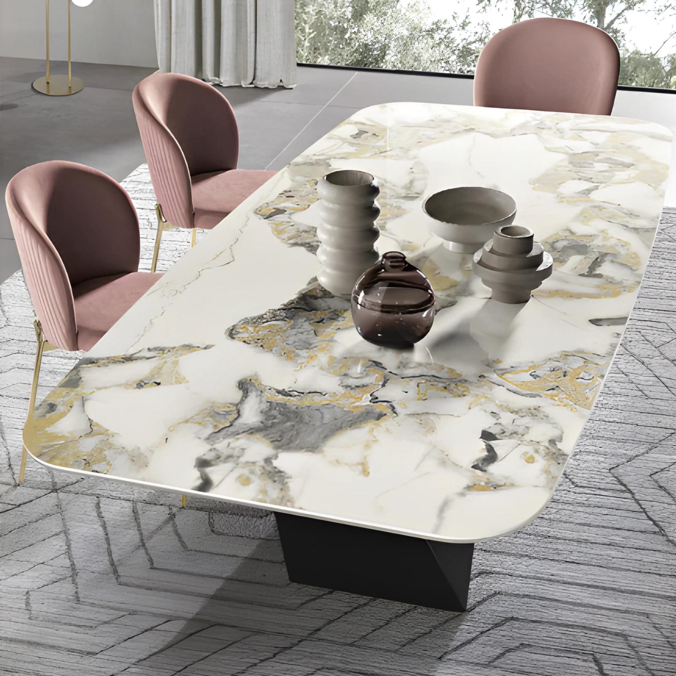 Tavolo fisso moderno "Karlito" con base in metallo verniciato cm 210x110 75h