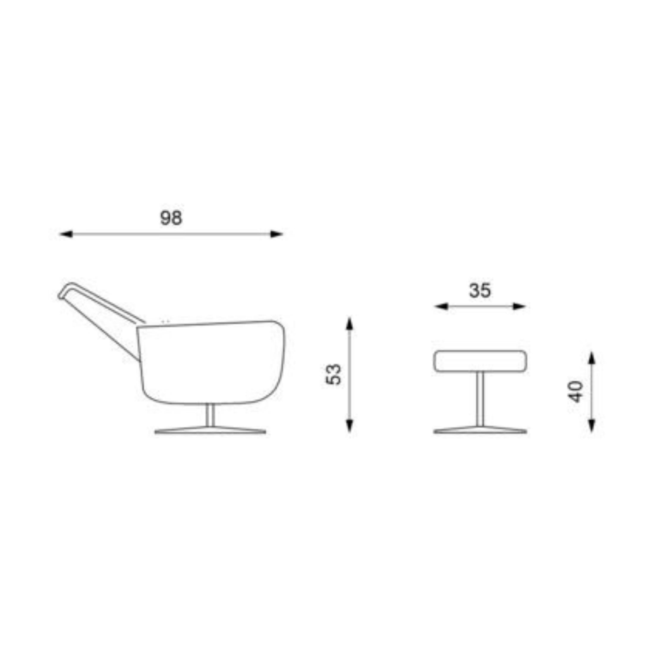Fauteuil relaxant inclinable en velours "Alba" base chromée 70x60 cm 88h