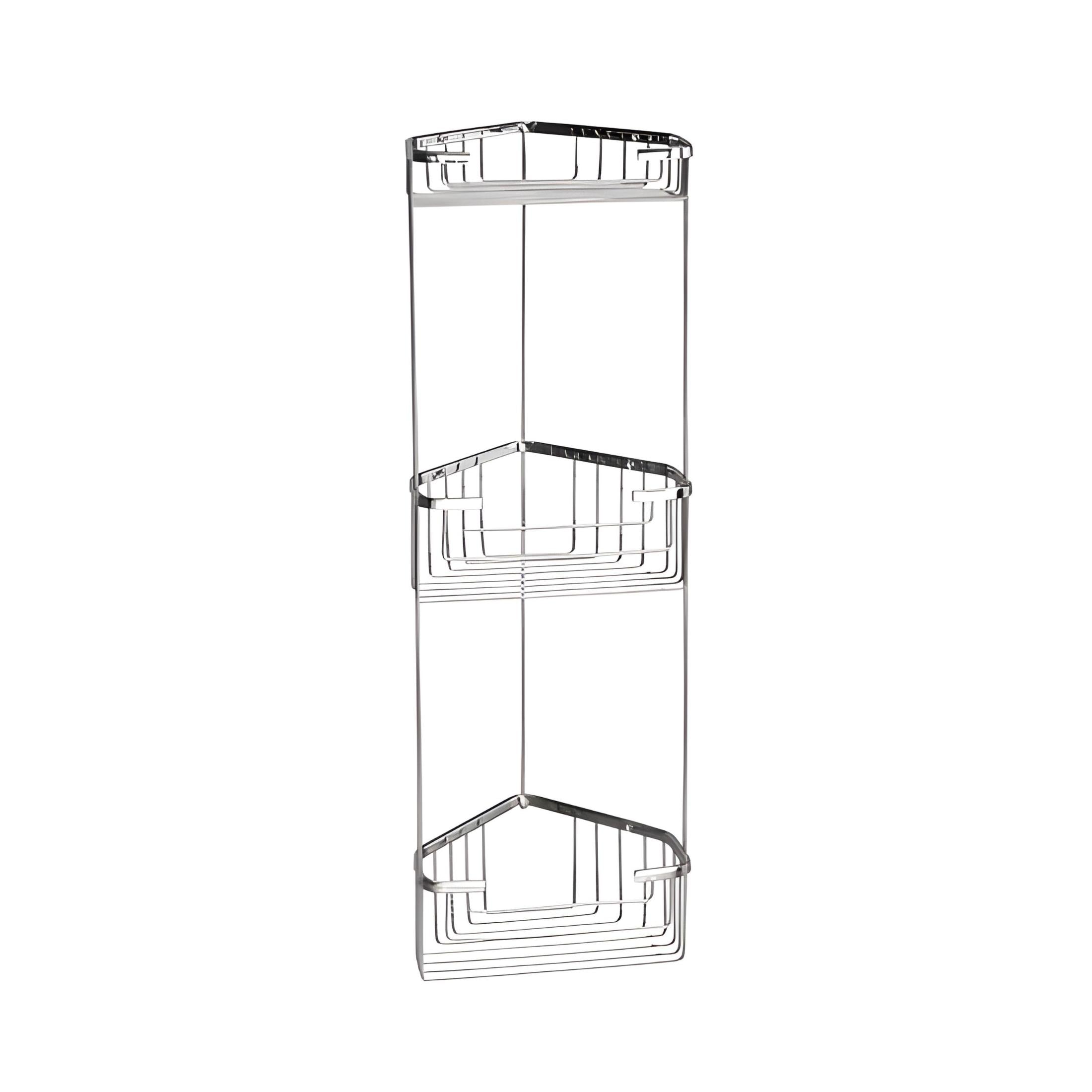 Portasapone angolare per doccia a 3 piani "Ivàn" in filo di acciaio inox cm 15,9x15,9 54,2h