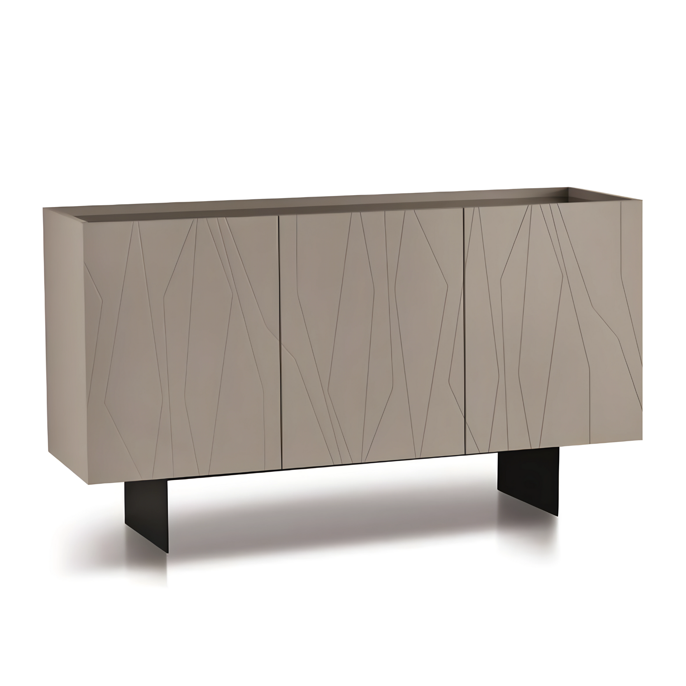Buffet moderne 3 portes "Tigua" Plateau miroir fumé ou bronze déjà assemblé 169x50 cm 89h