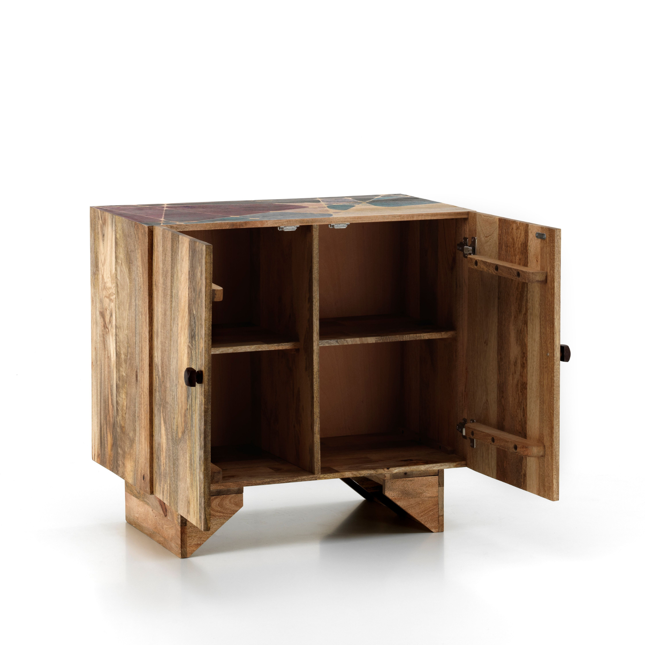 Madia etnica in legno di mango "Riki" da soggiorno 2 ante cm 81x45 75h