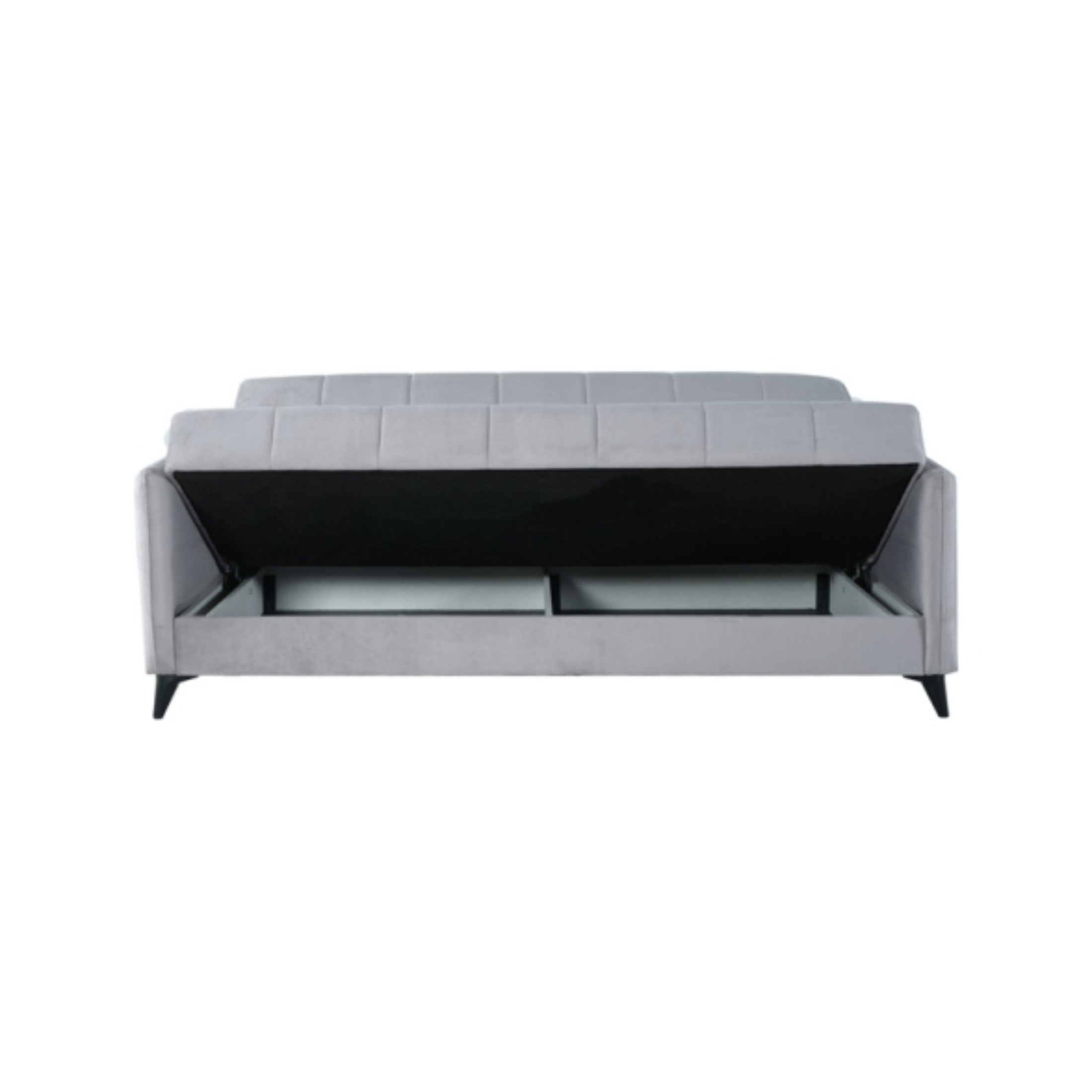 Divano letto a 3 posti contenitore "Santi Bacos" in velluto con 2 cuscini cm 211x92 98h