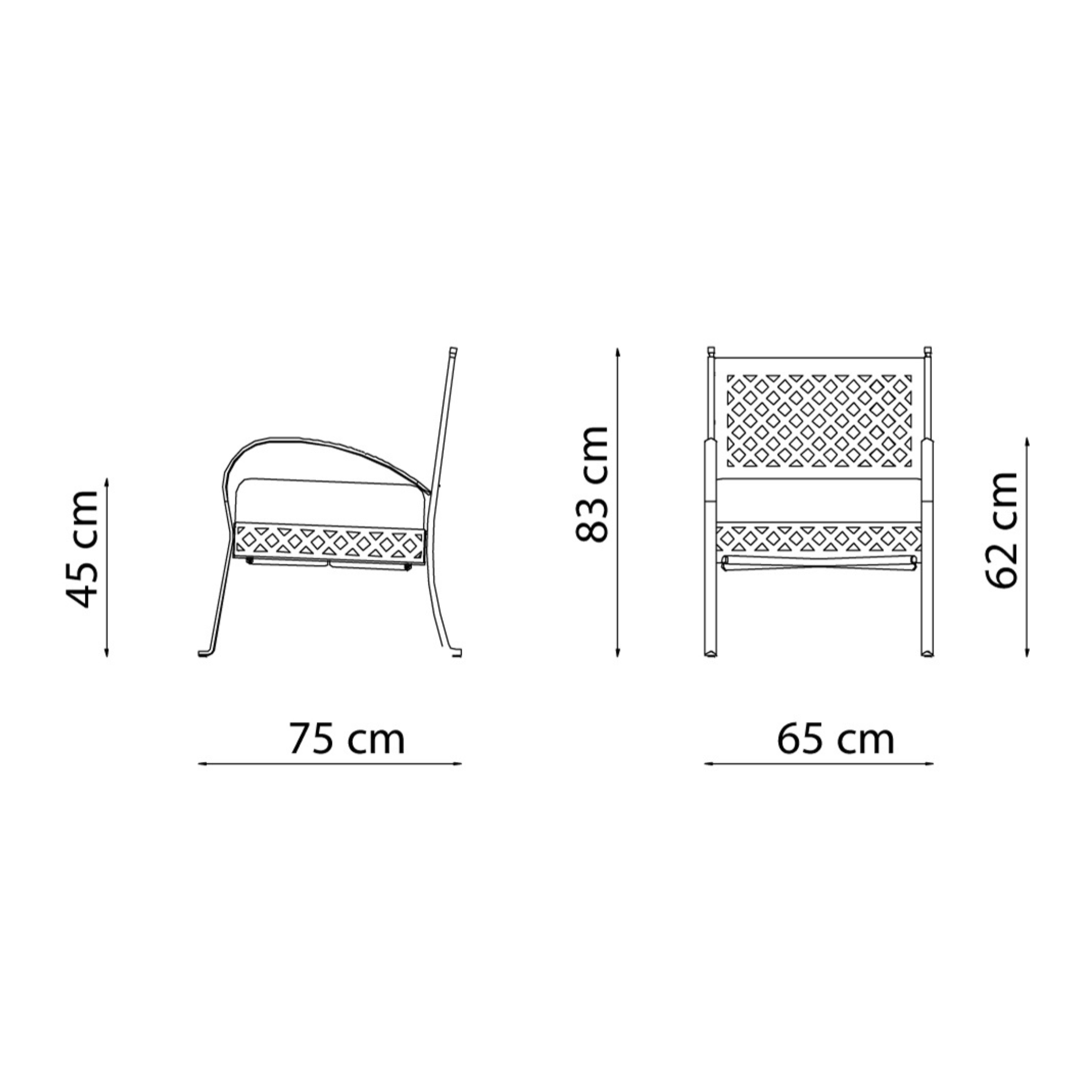 Sillón de jardín bajo de metal sillón lounge "Springtime" 64,5x75 cm 83h