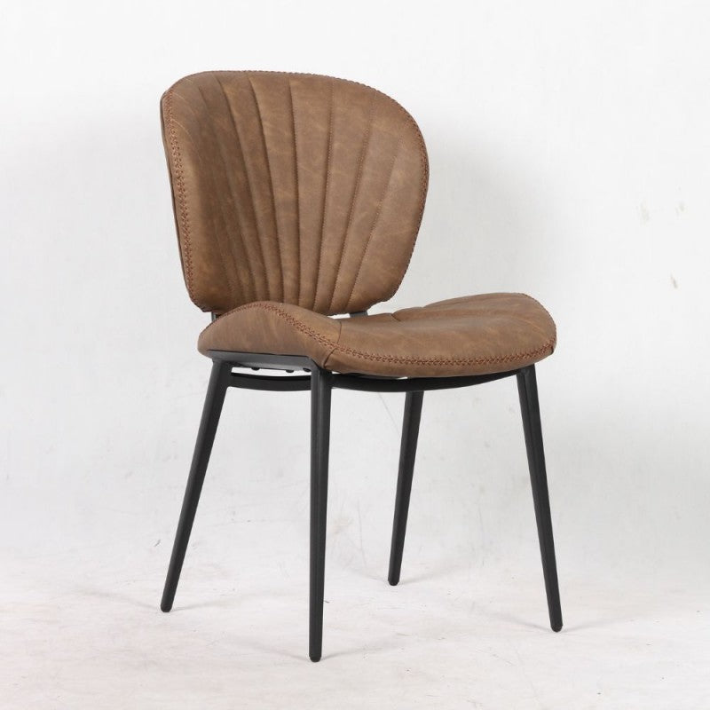 Set di sedie da pranzo "Elice" imbottite in ecopelle con gambe in metallo nere cm 47,5x65,5 85h
