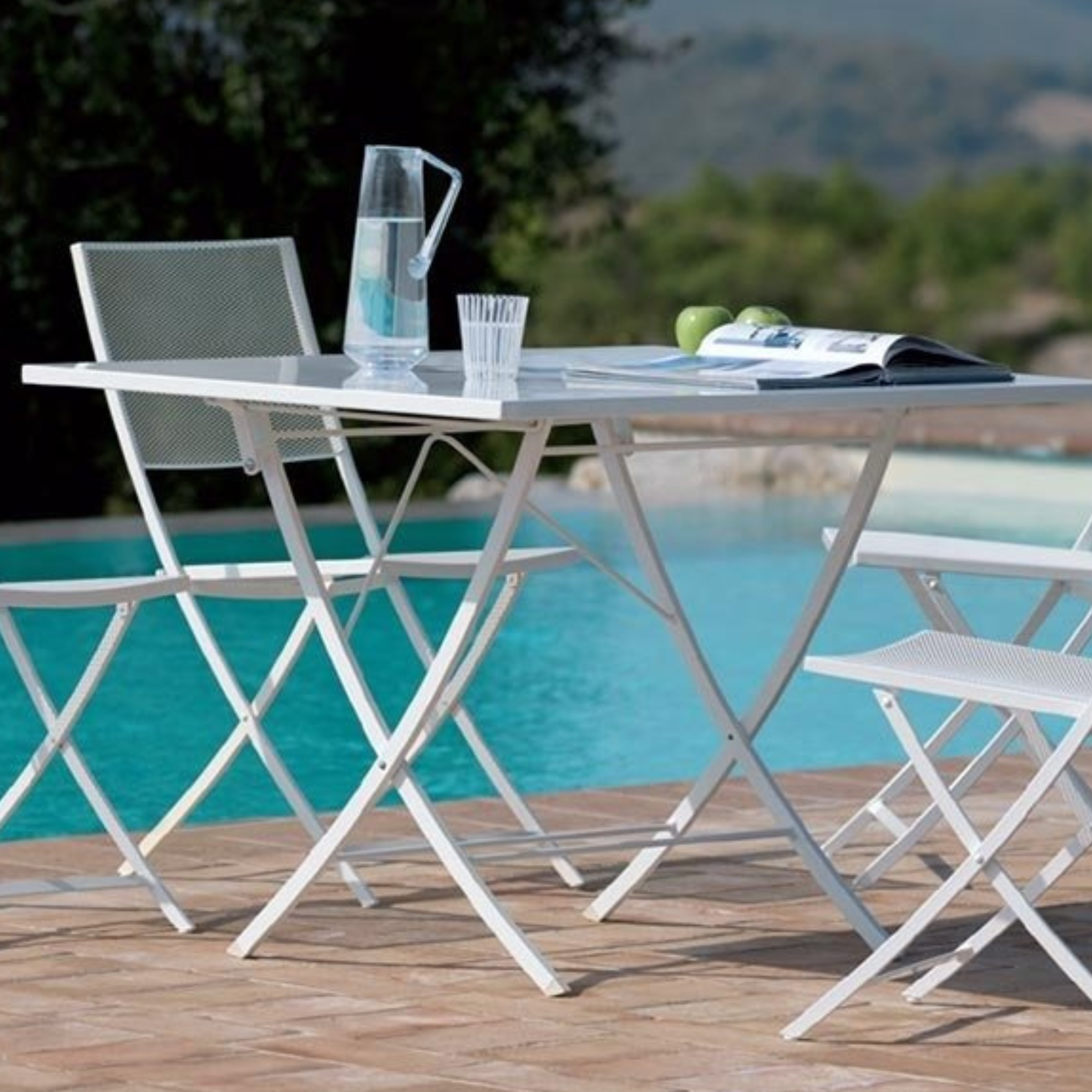 Table pliante rectangulaire "Vegas" en métal galvanisé pour jardin h 75 cm