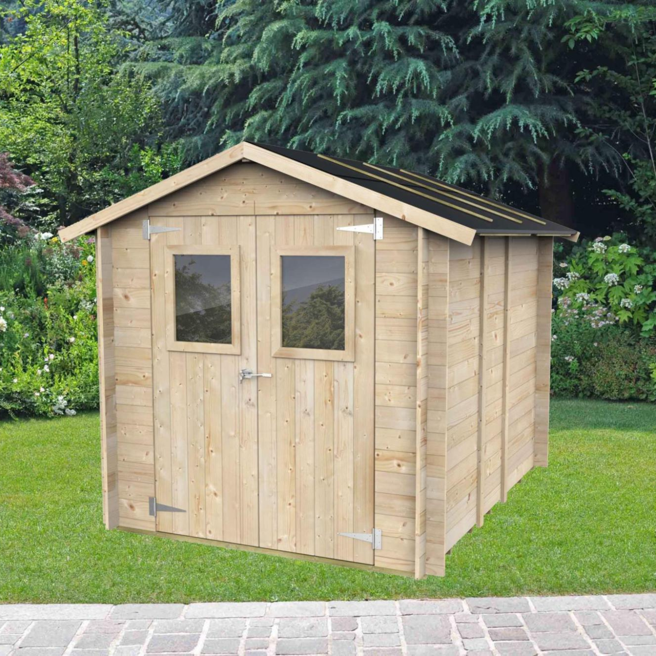 Casetta in legno da giardino "Hobby" cm 198x248 215h porta doppia finestrata