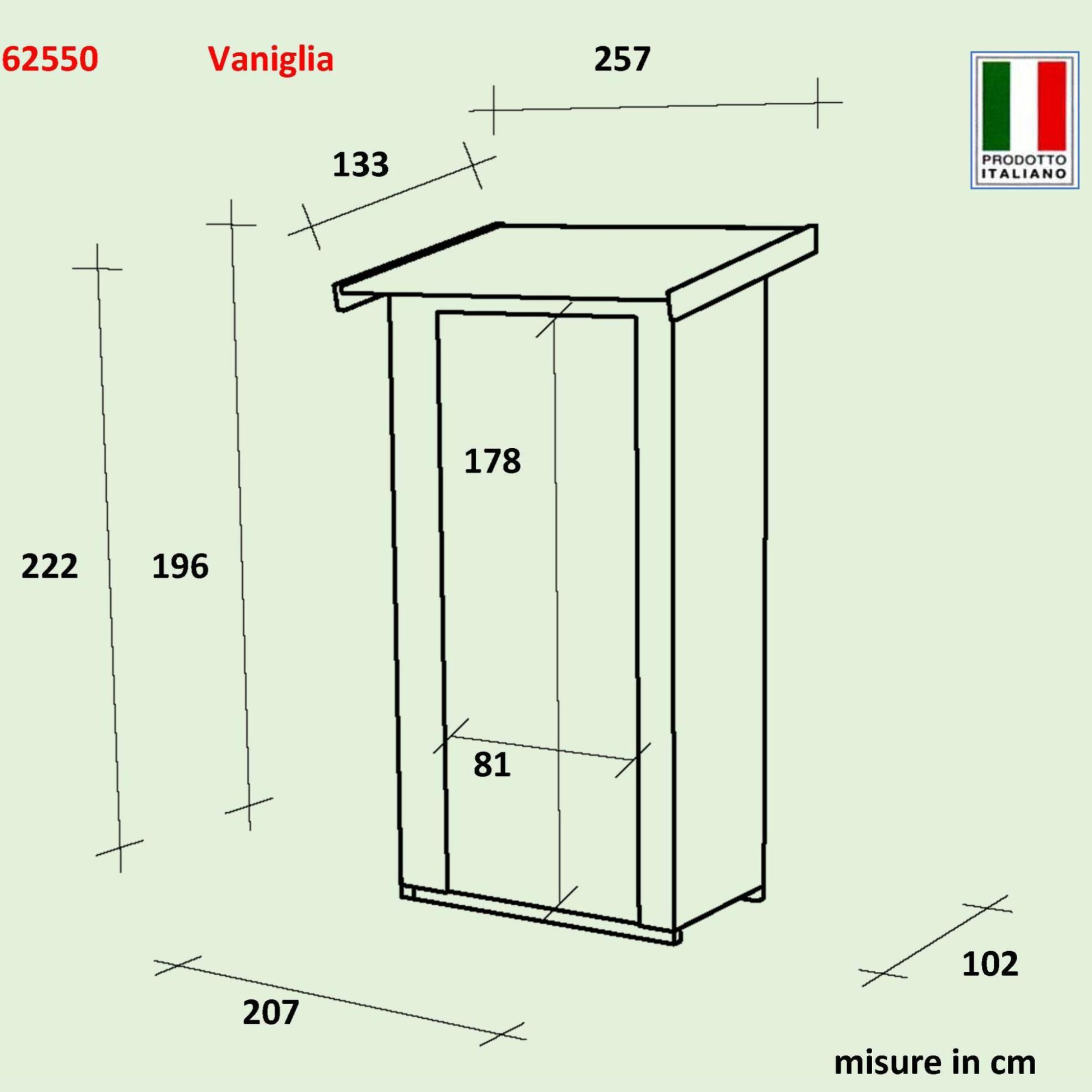 Casetta in legno da giardino "Vaniglia Addossata" porta singola finestrata cm 207x102 222h