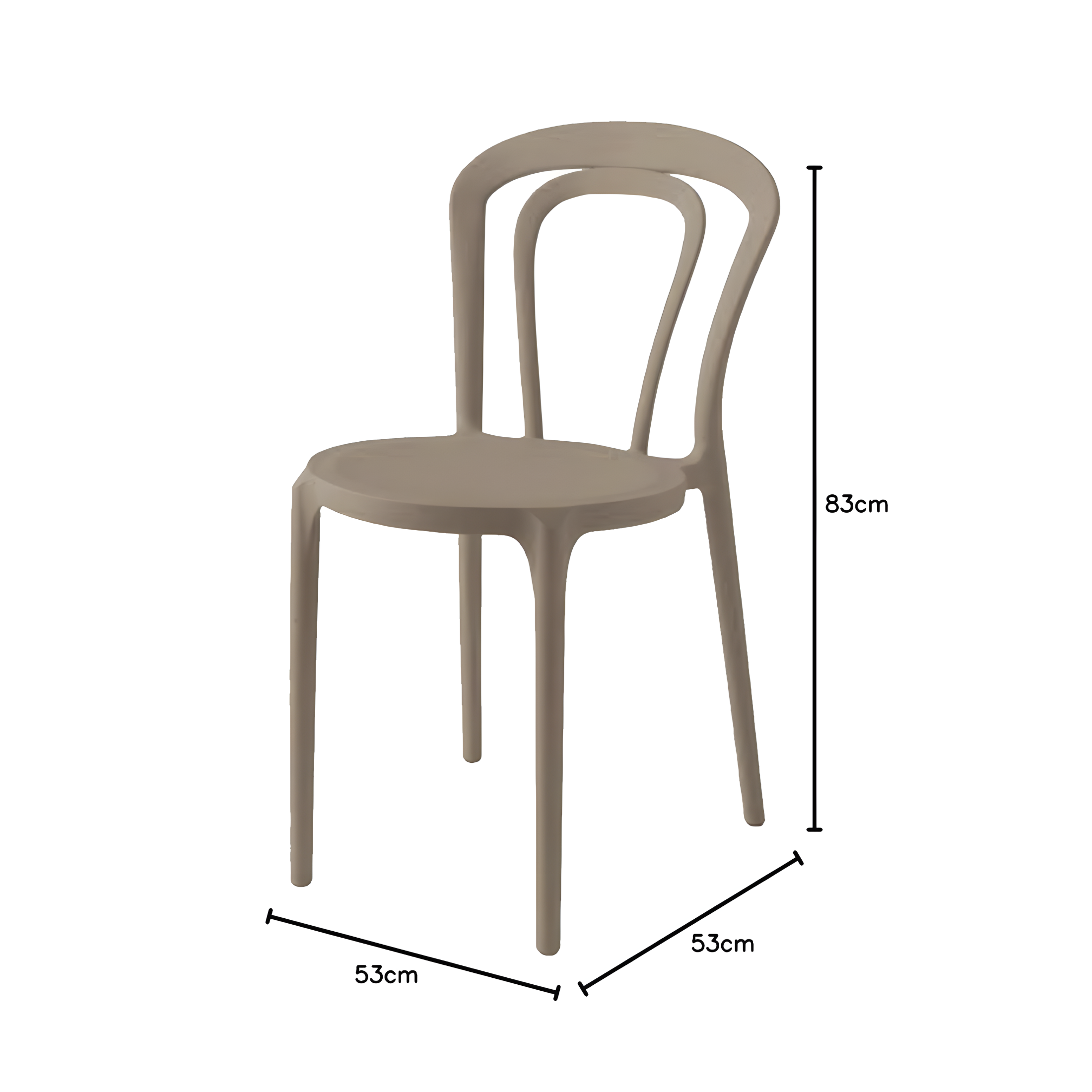 Set di sedie moderne "Caffè" in polipropilene impilabili per esterno e interno cm 53x53 83h