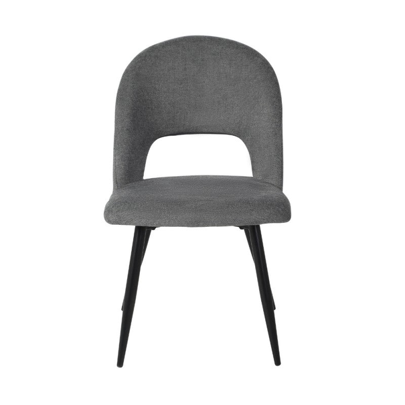 Set di sedie da pranzo "Lunetta" imbottite in tessuto con gambe in metallo nere cm 50x48 84h