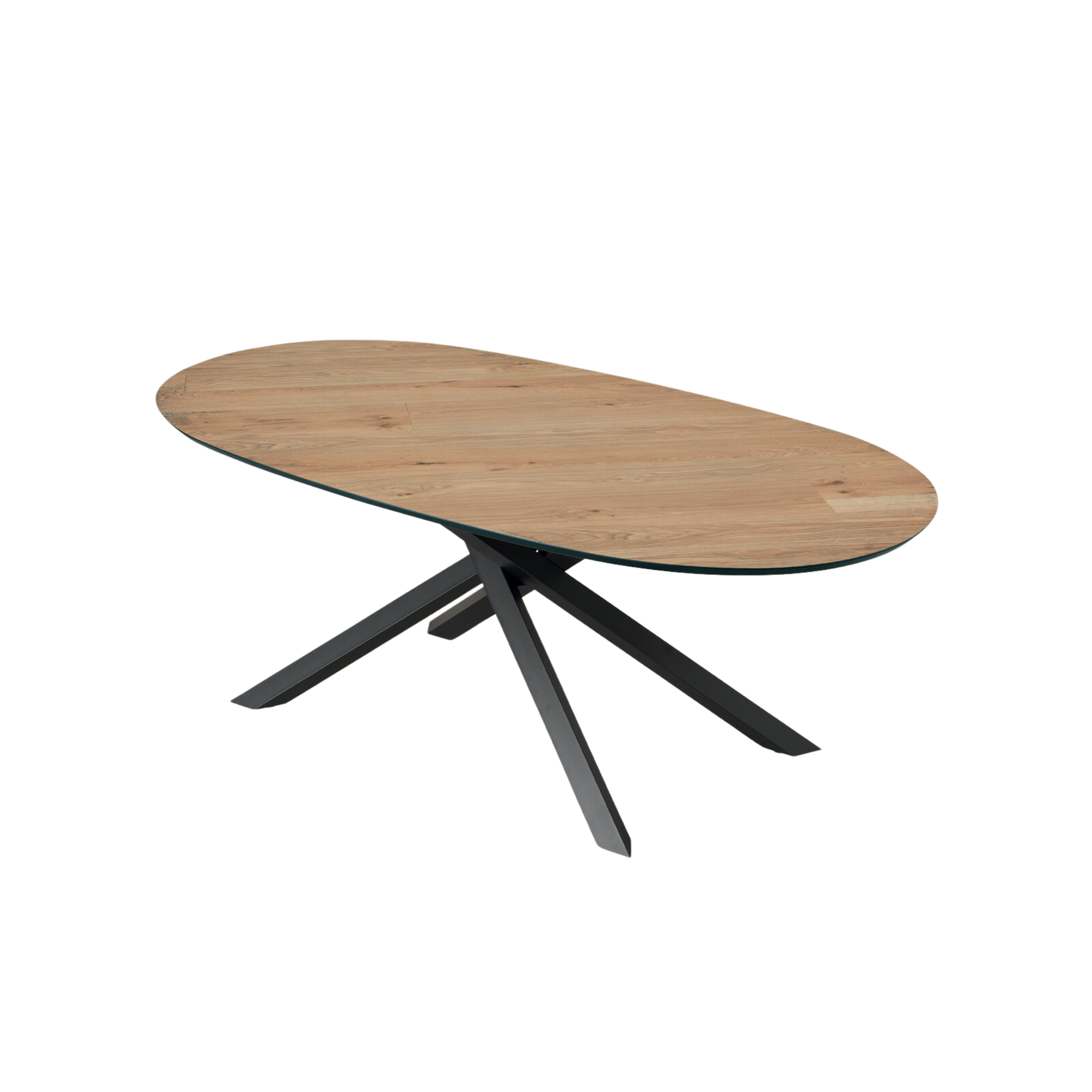 Tavolo fisso moderno da pranzo "Canyon" con base in metallo e piano in rovere cm 210x109 75h