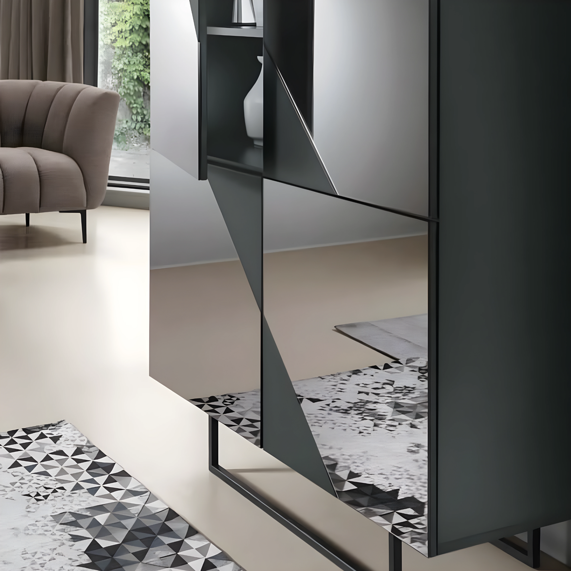 Madia 4 ante con specchio "Mirrors" già assemblata cm 140x50 h140