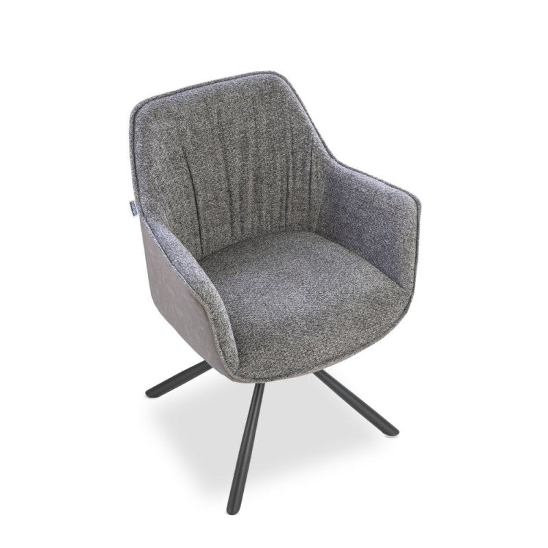 Set di sedie da pranzo "Aseat" imbottite in tessuto ed ecopelle con gambe in metallo cm 60,5x62 82h