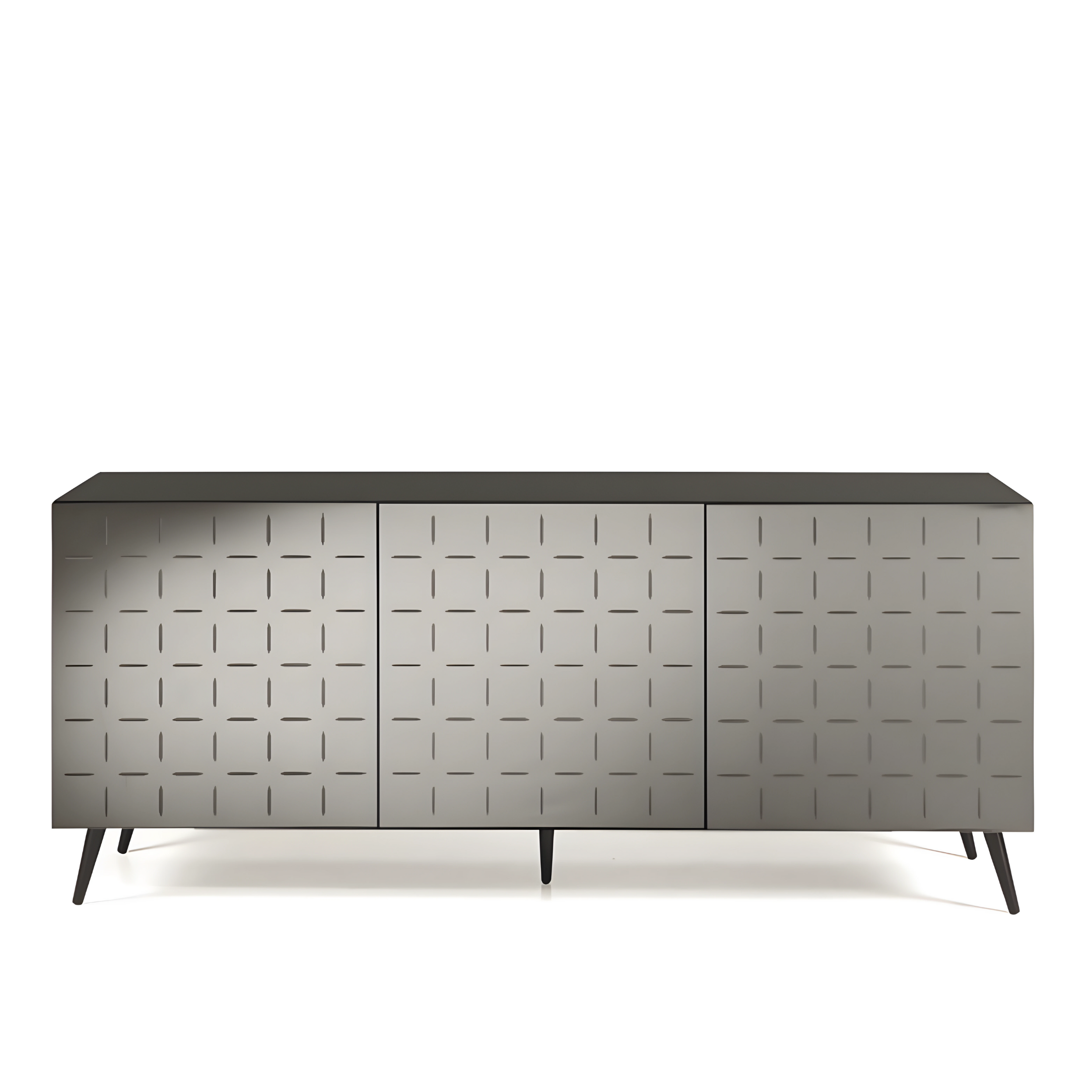 Buffet moderne 3 portes "Cassia" en mélaminé avec miroir 180x50 h80 cm