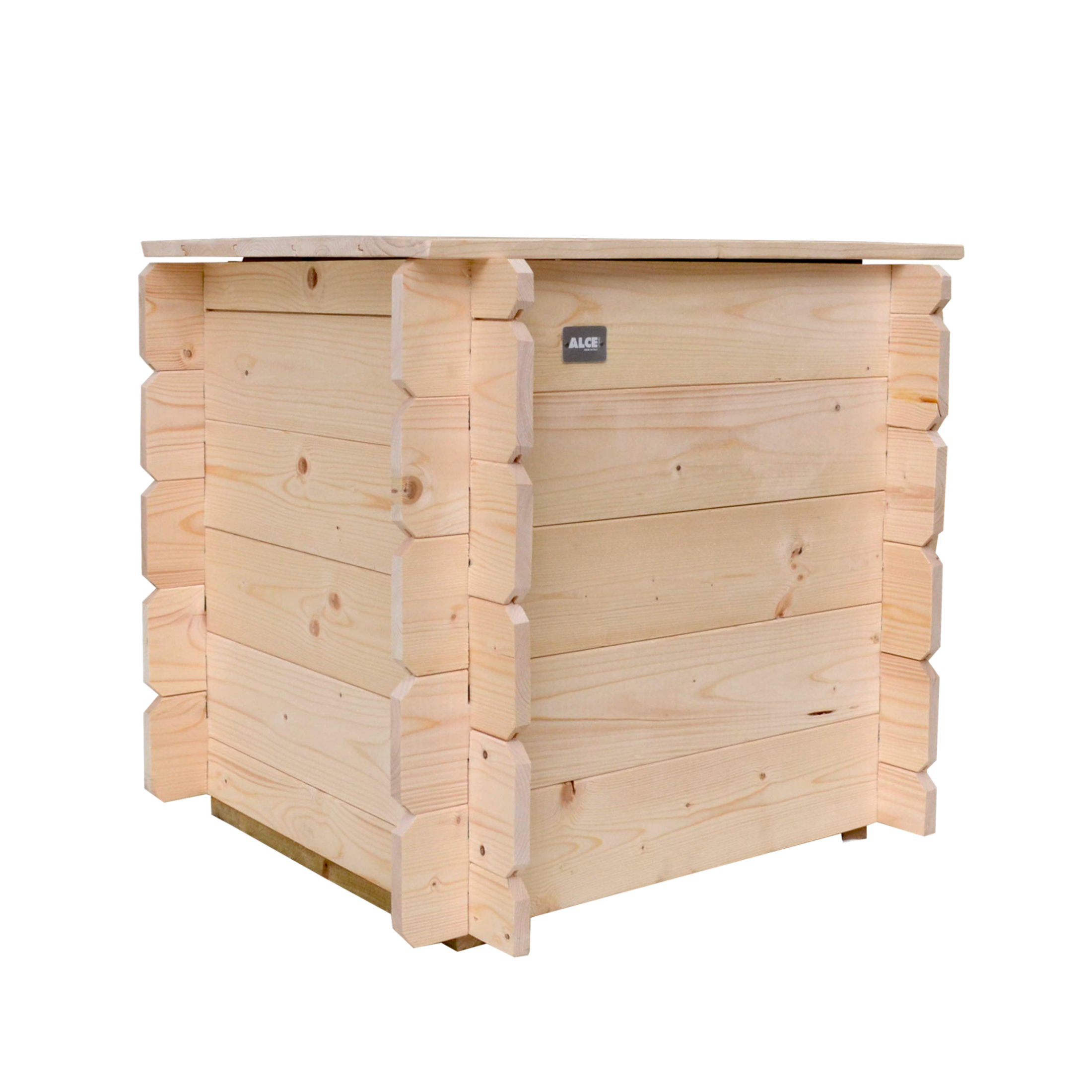 Coffre de jardin "Gaia" en bois naturel à ouverture battante 60x60 cm 54h