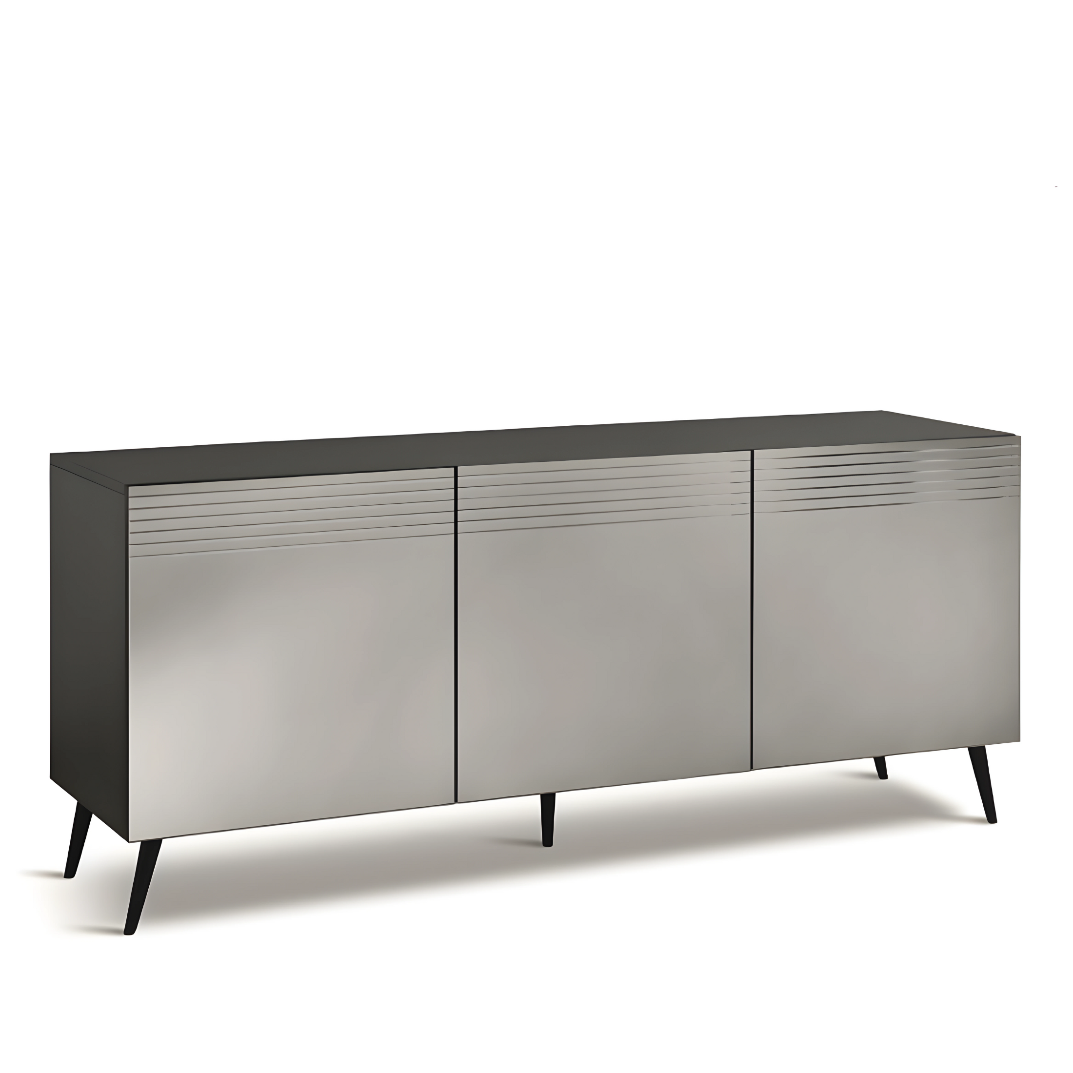Buffet moderne à 3 portes déjà assemblé "Iride" en mélaminé anthracite 180x50 h80 cm