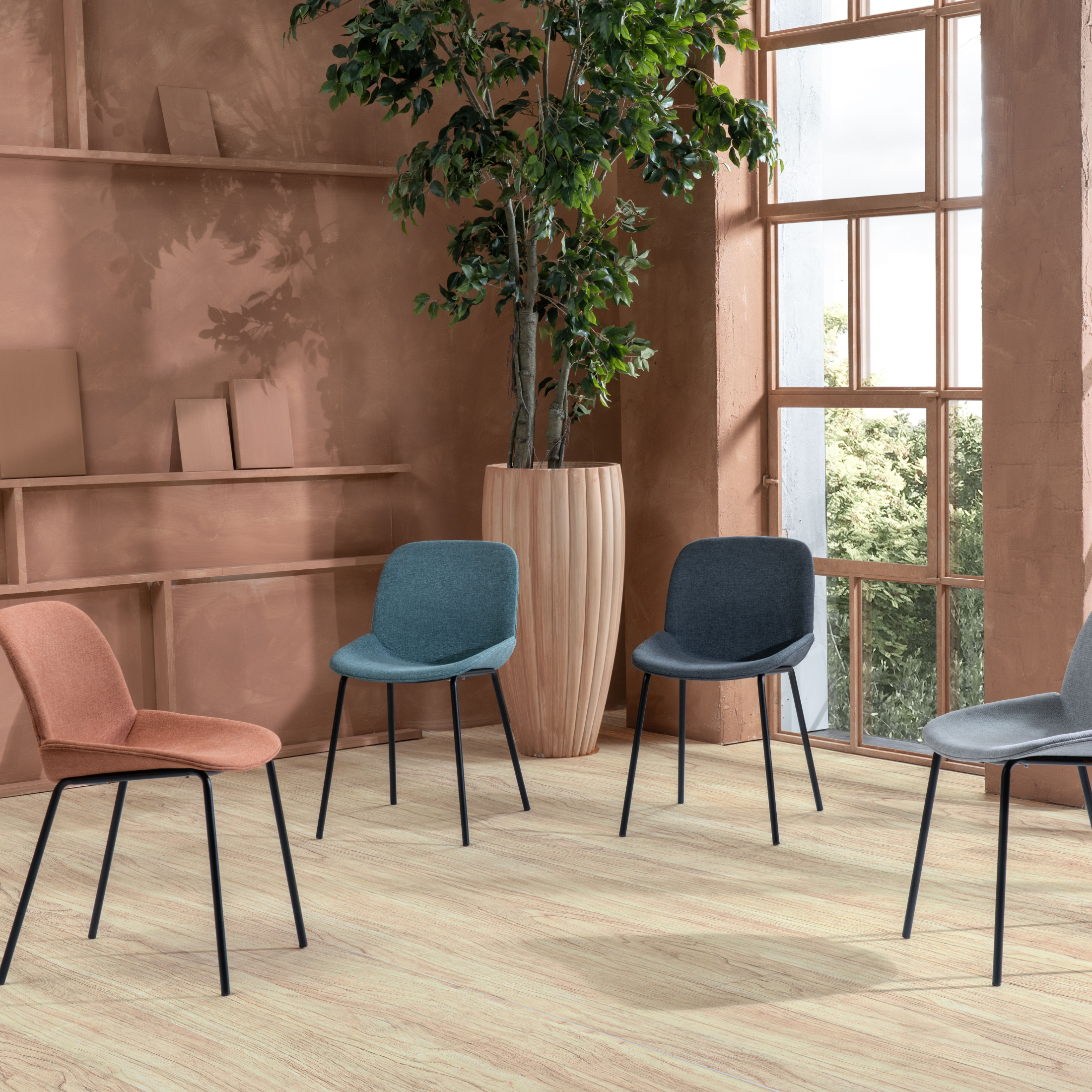 Sedia in tessuto "Eva" elegante moderna cm 46x57 80h