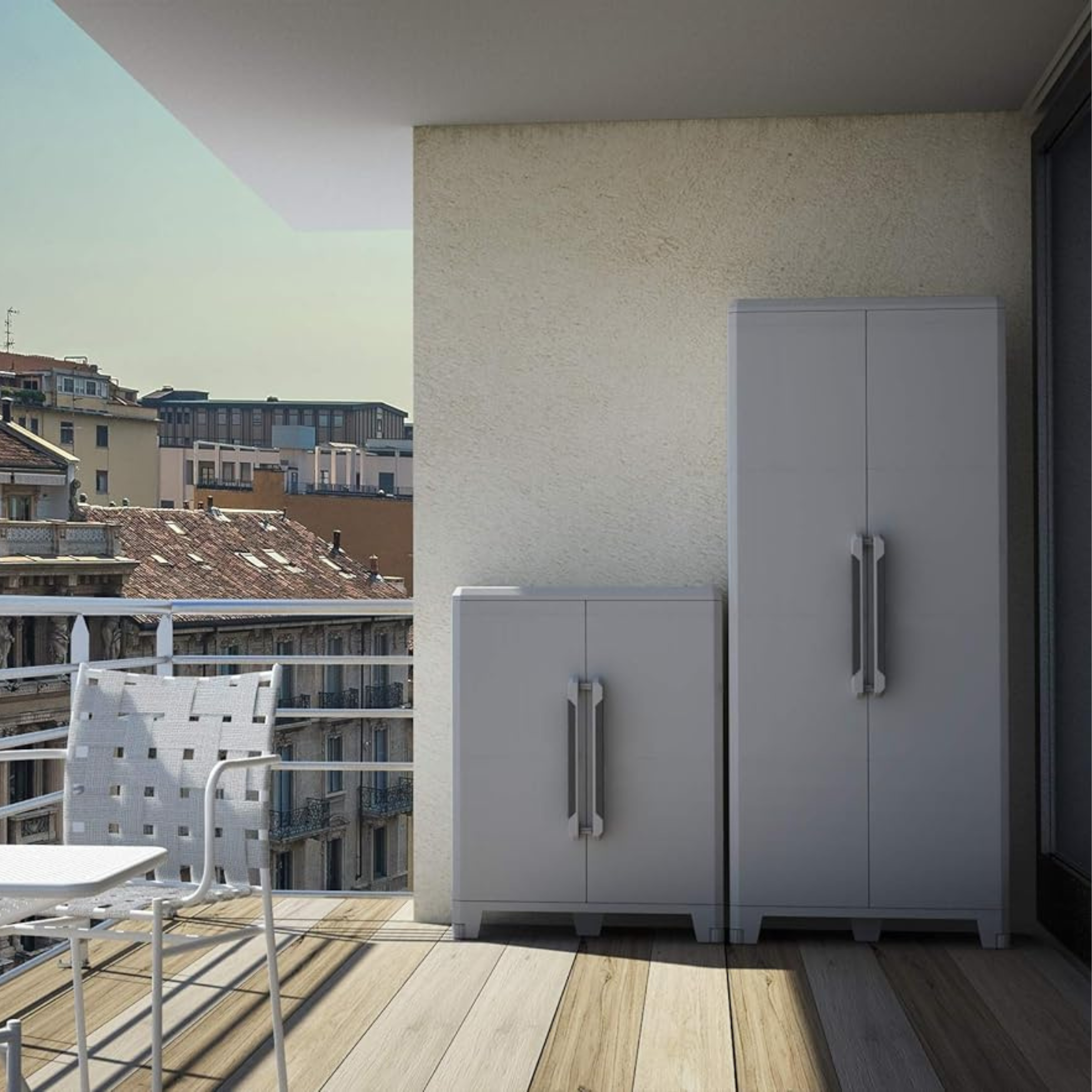 Armadio porta oggetti a 2 ante "Deva" in resina antiurto con ripiani