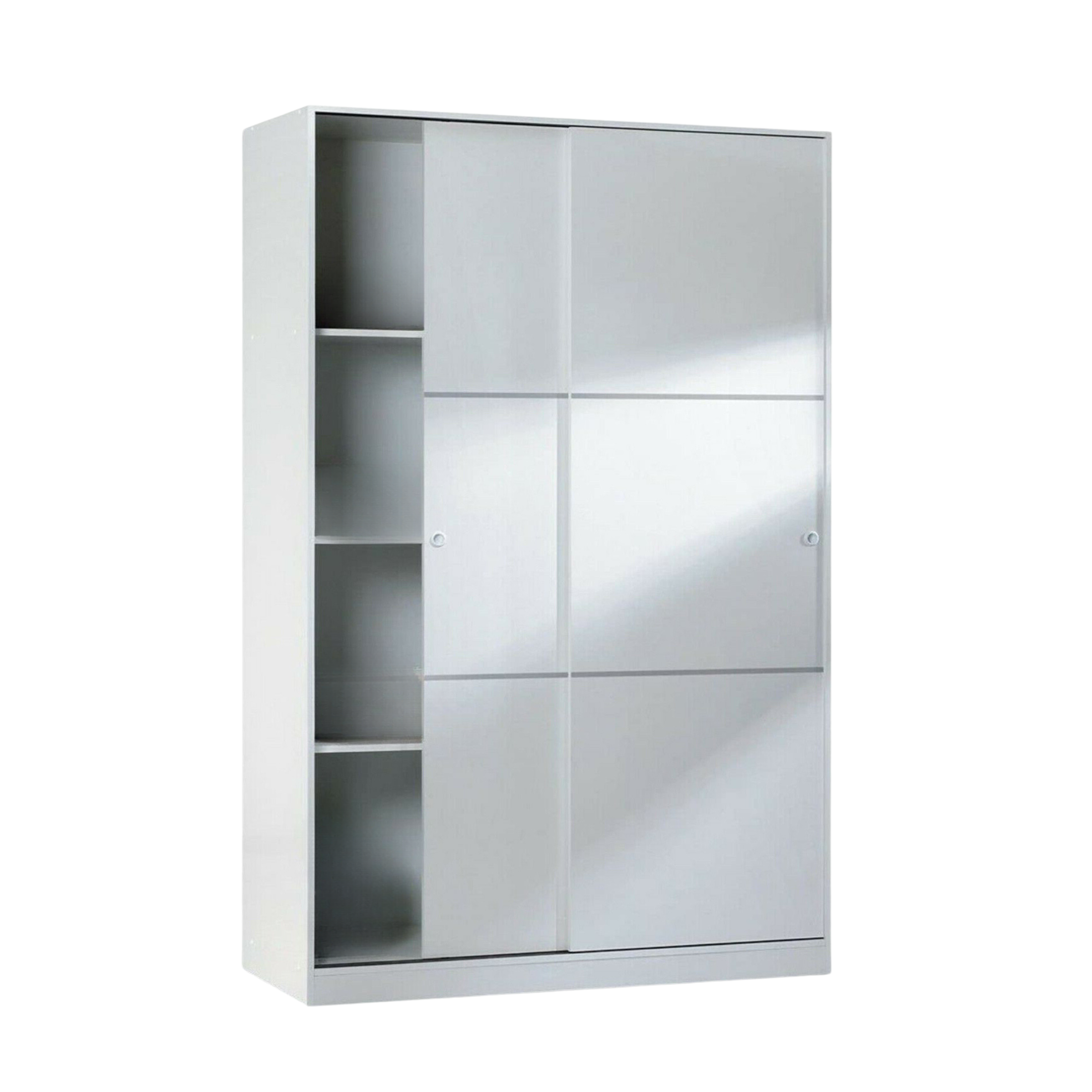 Armoire en bois blanc avec 2 portes coulissantes et 3 étagères 120x50 cm 200h